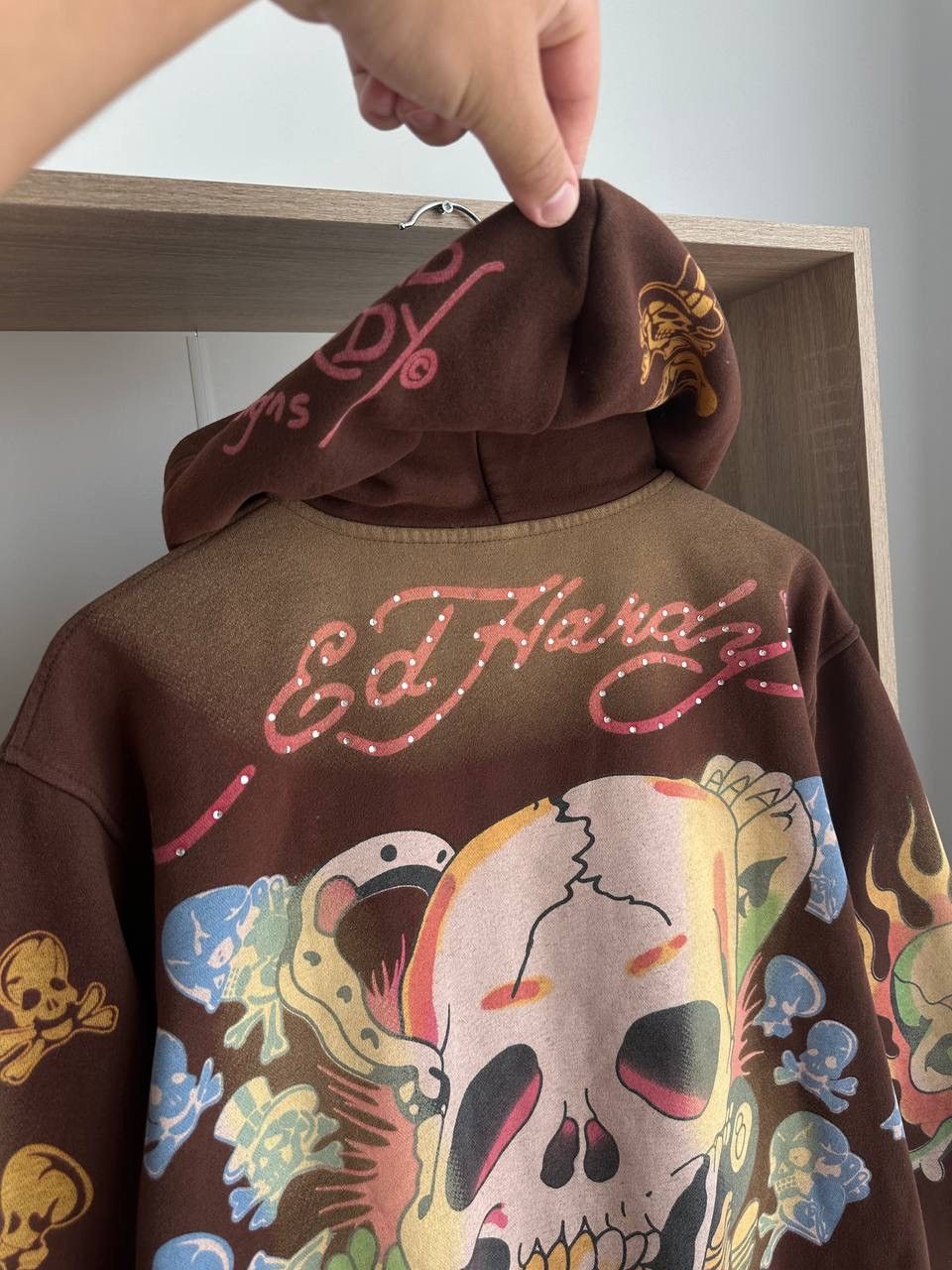 Christian Audigier × Ed Hardy × Vintage Vintage Ed Hardy Christian Audigier Brown Hoodie Size US XL / EU 56 / 4 - 23 Thumbnail