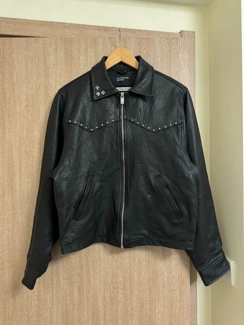 Black Leather Jacket with Silver Studs