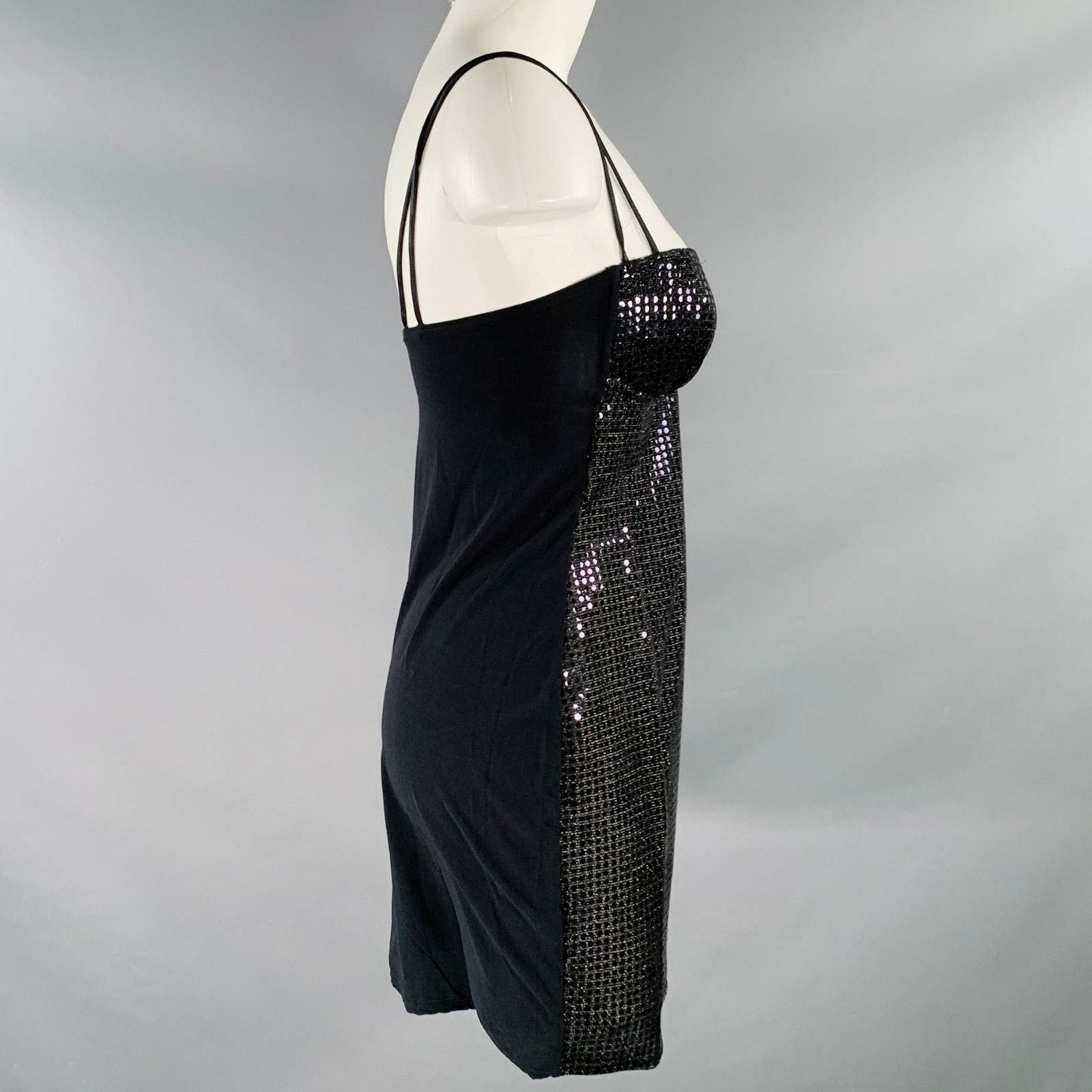 Ungaro Paris Black Nylon Blend Mixed Fabrics Spaghetti Straps Casual Top Size M / US 6-8 / IT 42-44 - 3 Thumbnail