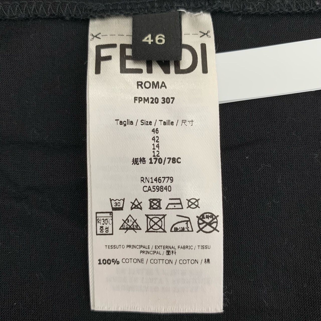 Fendi [Fendi] Embroidered Round-Neck Black Cotton Short-Sleeve T-S Size S / US 4 / IT 40 - 3 Thumbnail