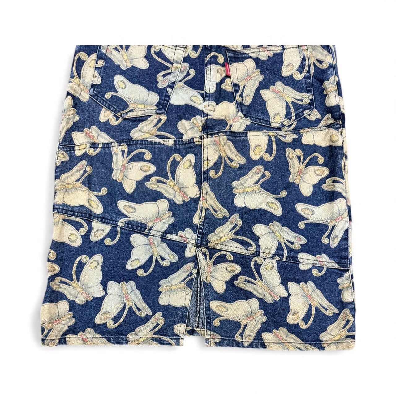 Vtg🔥Chevignon Butterfly All Over Print Jeans Skirt