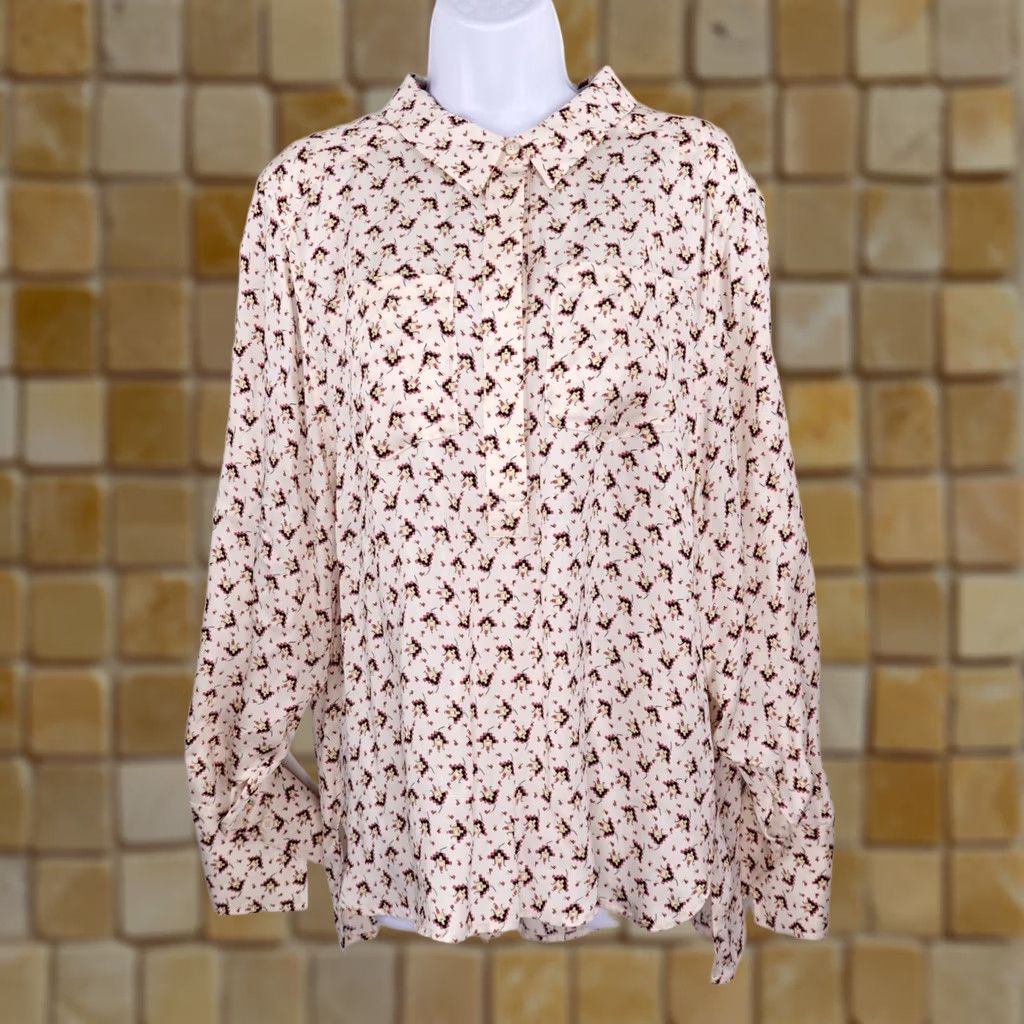 Reiss Reiss Pia Cream Geometric Printed Popover Viscose Shirt Blouse Size US 12 Size XL / US 12-14 / IT 48-50 - 1 Thumbnail