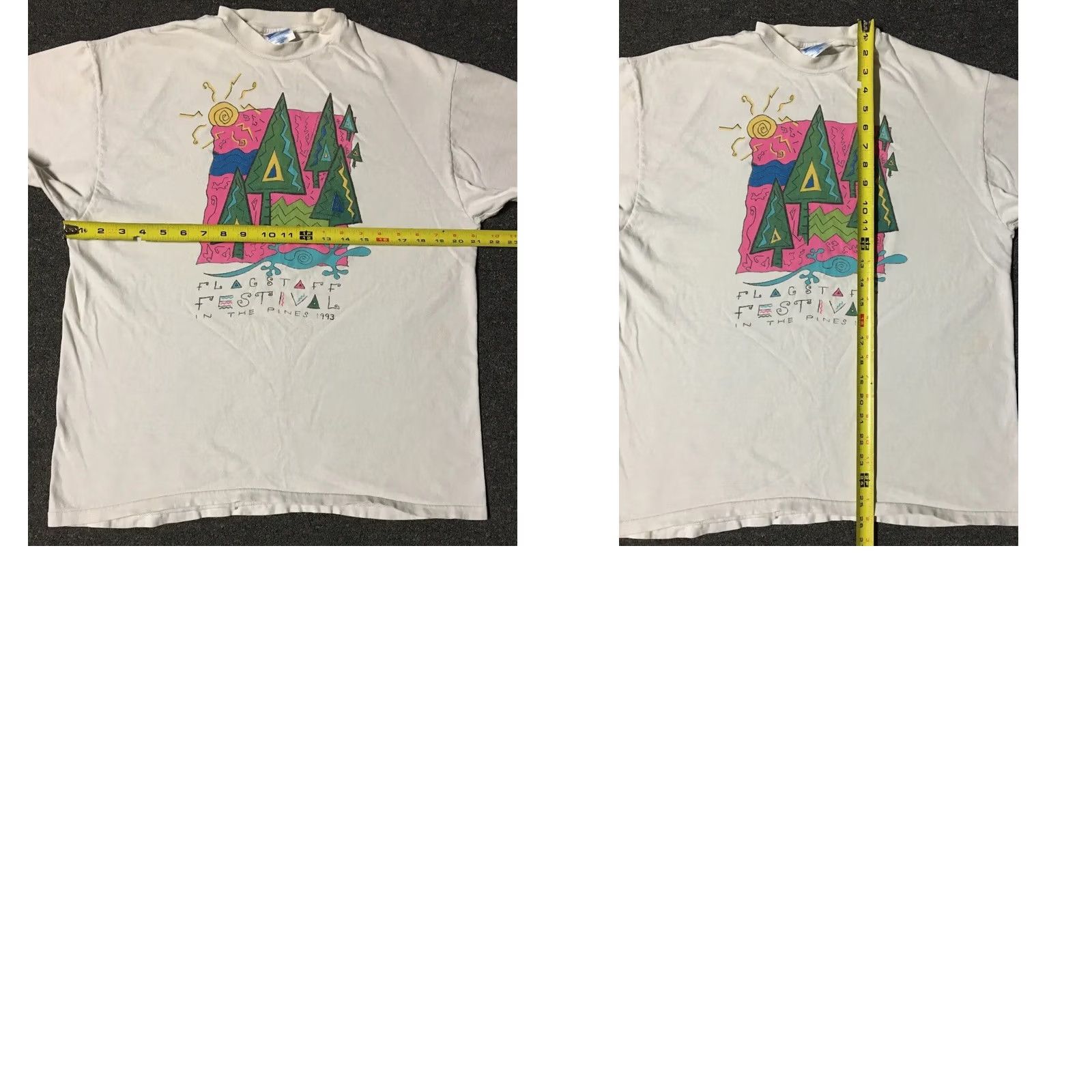 Vintage VINTAGE 90s Flagstaff Abstract Art Shirt S White Grunge Sun Palm Trees Beach Arizona USA United States Single Stitch Men T-Shirt Short Sleeve Size US S / EU 44-46 / 1 - 9 Thumbnail