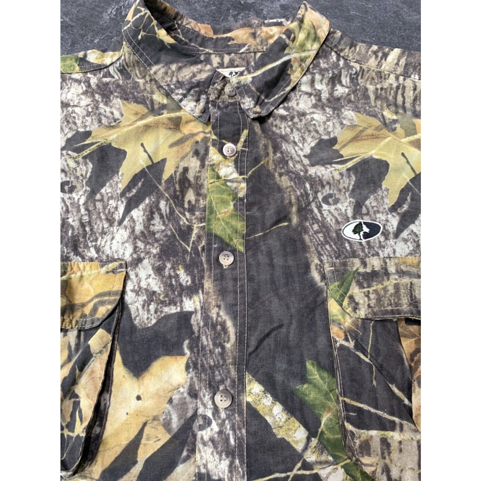 Vintage Mossy Oak Camouflage Short Sleeve Button Up Shirt Mens 2XL Size US XXL / EU 58 / 5 - 4 Thumbnail