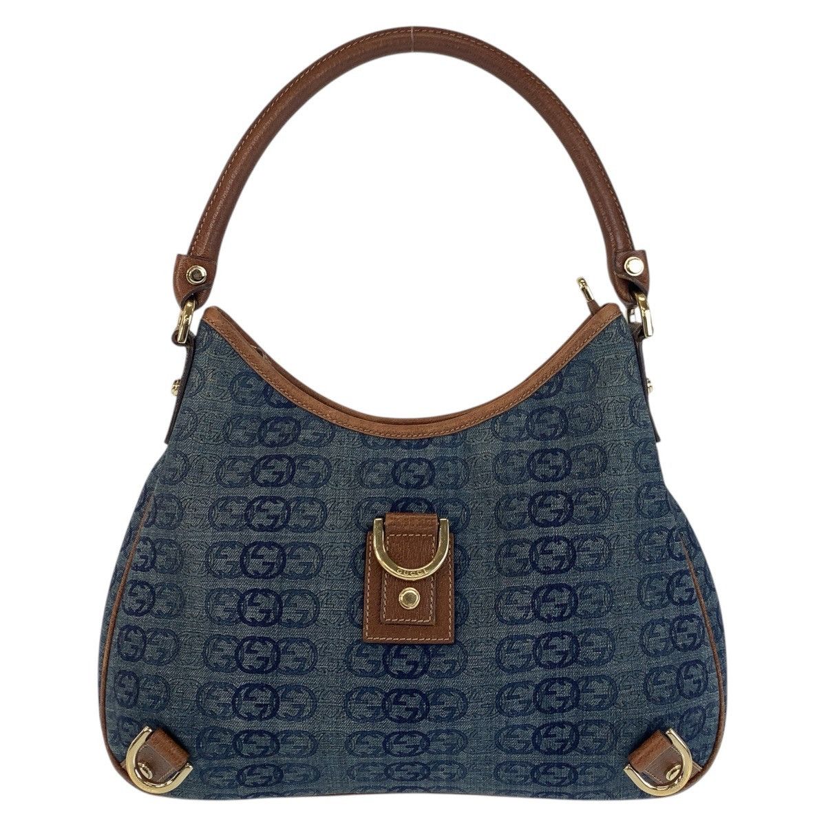 Gucci Gucci Abbey Interlocking Canvas/leather Shoulder Bag Canvas Shoulder Bag 130738 in Blue, Women's