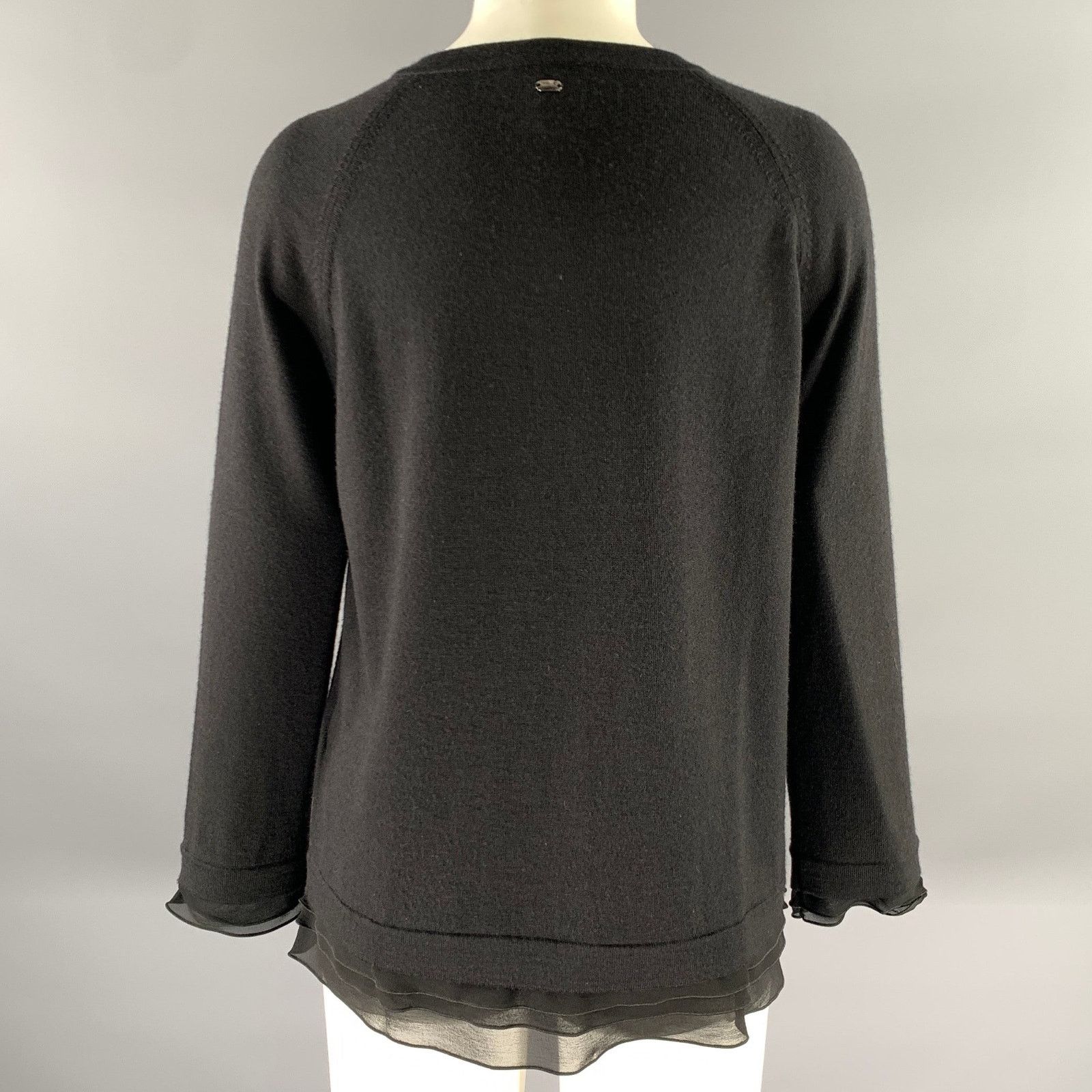 Escada ESCADA Size L Black Wool Silk Cardigan Size L / US 10 / IT 46 - 4 Thumbnail