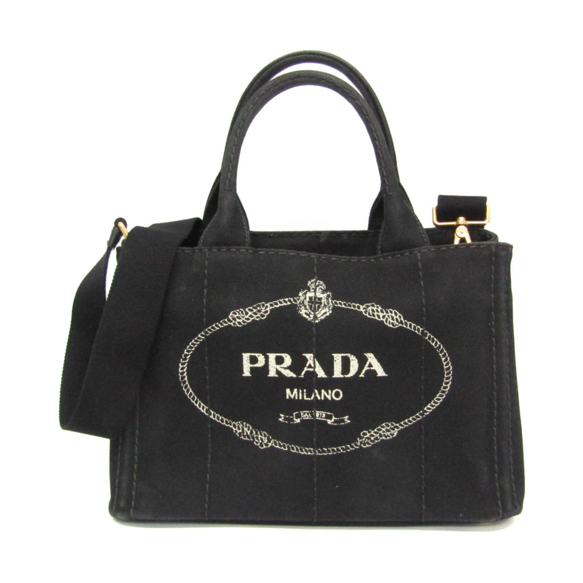 Prada Prada Canapa S Size 1BG439 Women's Canvas Shoulder Bag,Tote Bag Black Size ONE SIZE - 1 Thumbnail