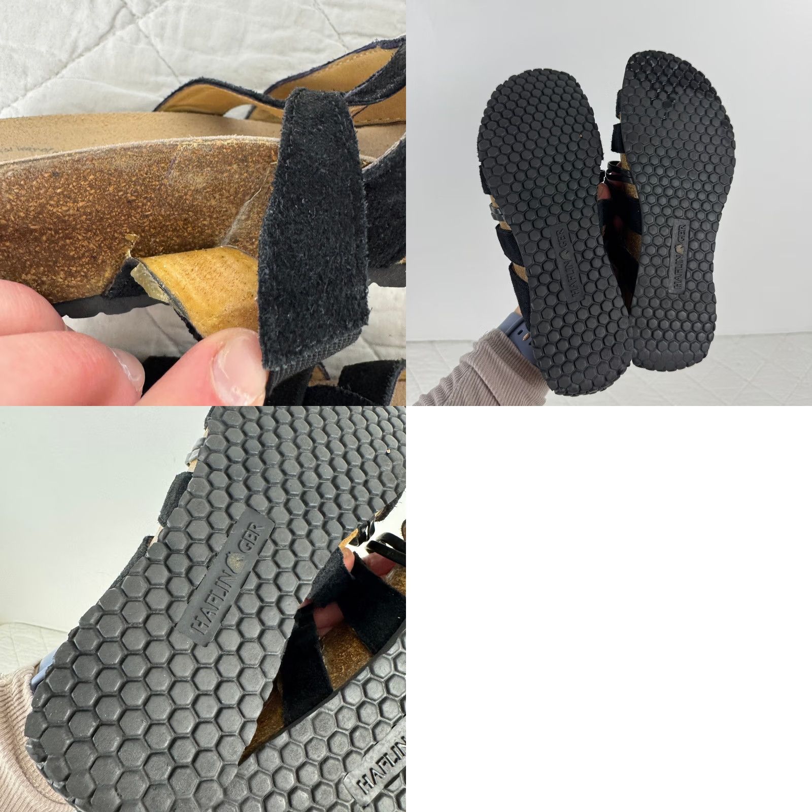 Vintage Haflinger Black Suede Leather Strappy Cork Slide Sandals Womens 38 US 7 Size US 7 / IT 37 - 8 Thumbnail