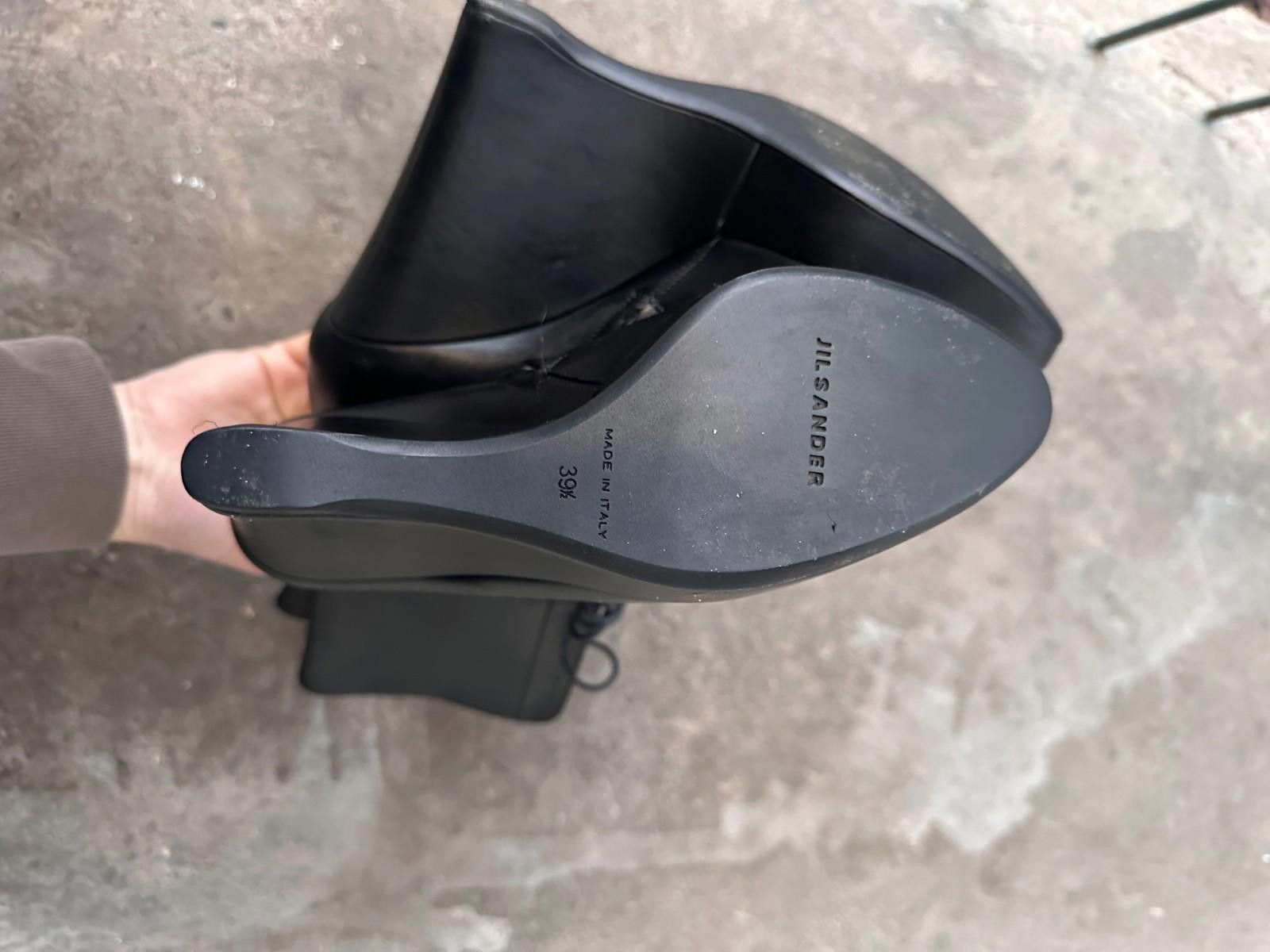Jil Sander Jil Sander FW 2006 killer black laced up wedge-heel boots Size US 8.5 / IT 38.5 - 9 Thumbnail