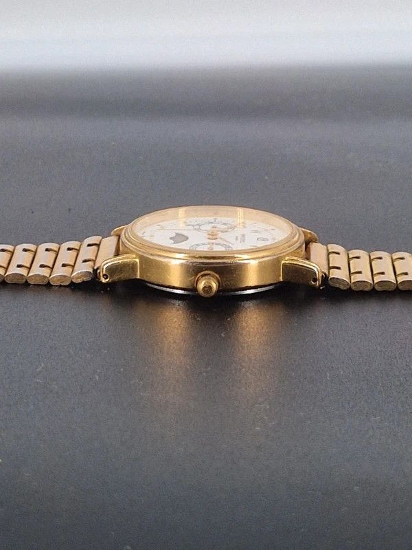 Other Vintage Speidel Moonphase Gold Quartz Watch Swiss Movement Size 36 - 8 Thumbnail
