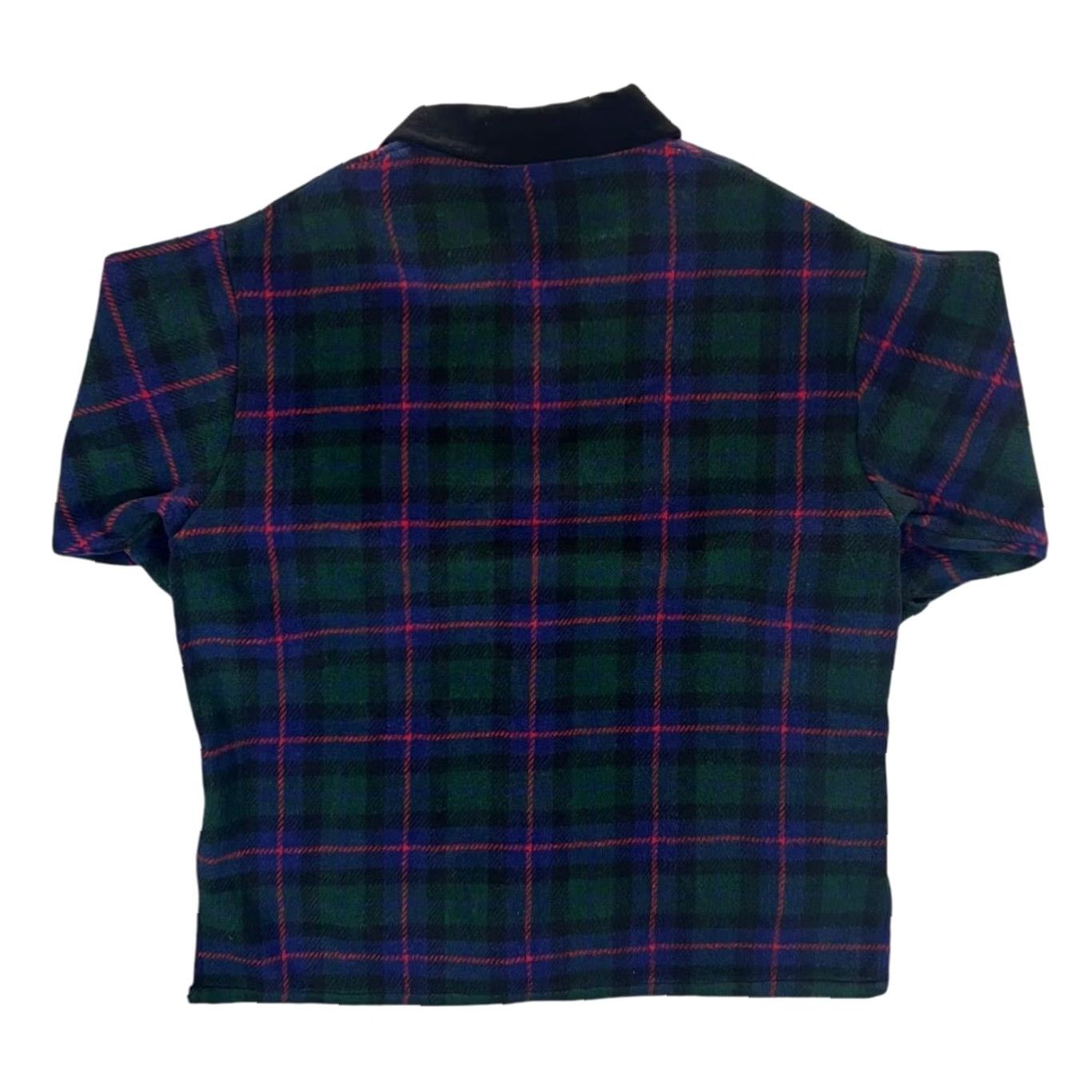 Vintage VINTAGE PLUS Tartan Check Acrylic Velour Collared Jacket Womens 12/14 Navy Check Wool-like Velour Buttoned Pocketed Coat Jacket Womens Size XL / US 12-14 / IT 48-50 - 2 Thumbnail