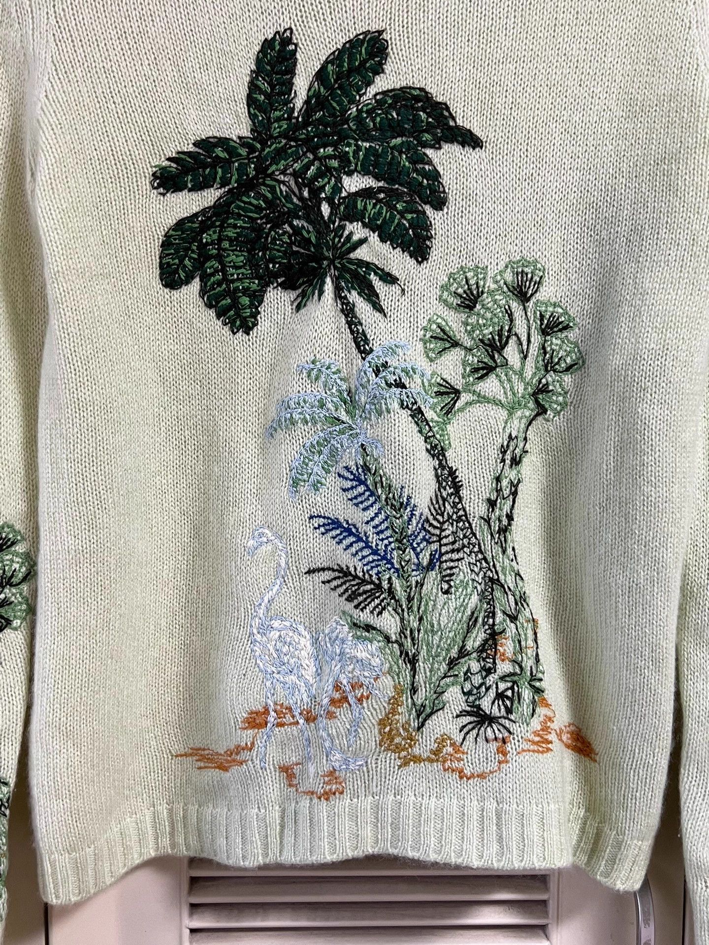 Dior Dior Women's Green Flamingo Coconut Embroidered Sweater 34 Size XS / US 0-2 / IT 36-38 - 4 Thumbnail