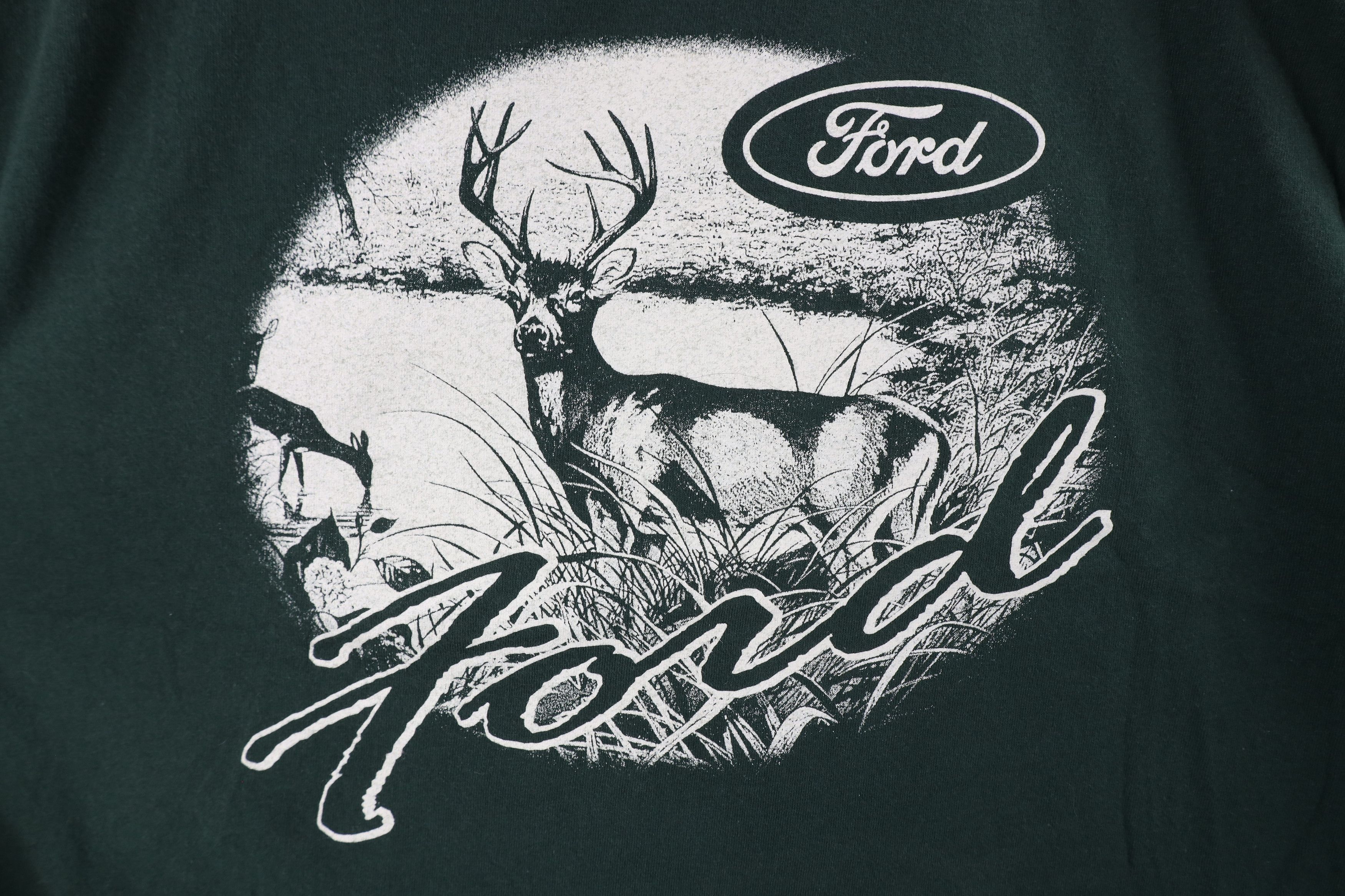 Vintage Vintage 90s Ford Motor Company Out Deer Buck T-Shirt Green Size US XL / EU 56 / 4 - 4 Thumbnail
