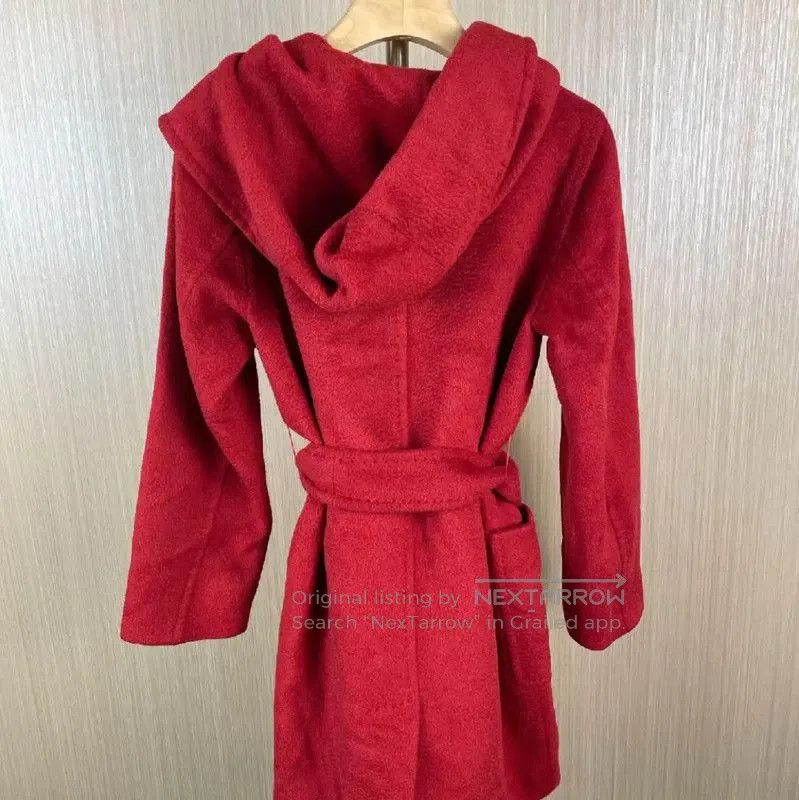 Max Mara MaxMara Red Hooded Wool Coat for Women . Size L / US 10 / IT 46 - 2 Thumbnail