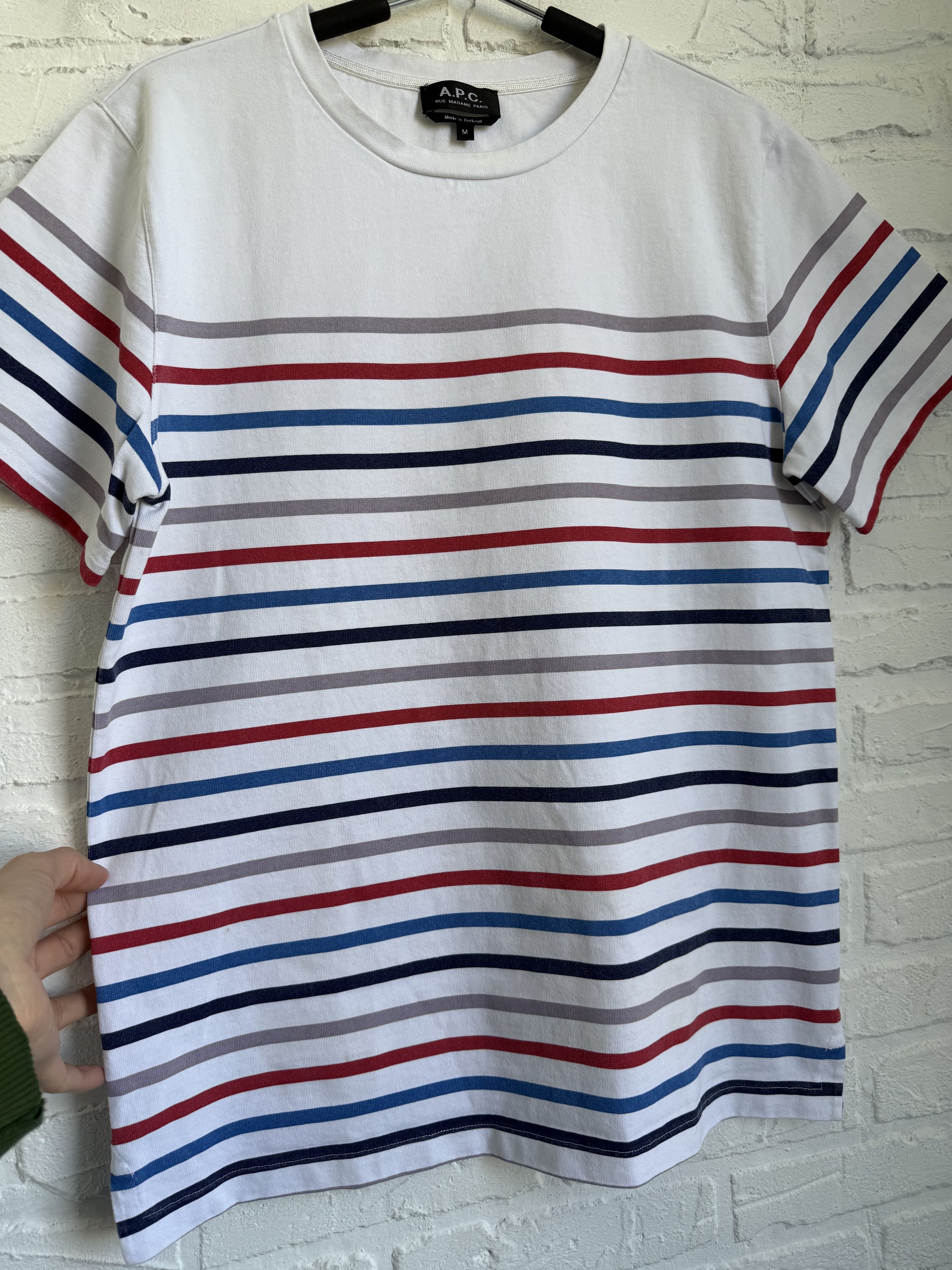 A.P.C. A.P.C. multicolor striped white t-shirt Size US M / EU 48-50 / 2 - 2 Thumbnail