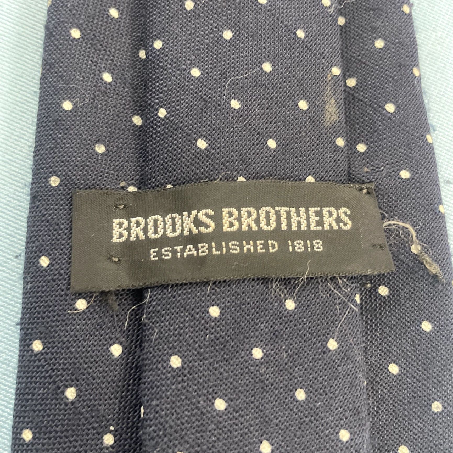 Brooks Brothers VINTAGE Brooks Brothers Makers Silk Tie Blue White Dots Spots USA 3.25x55 Tie Mens Silk Vintage 1960s Wedding Business Power Tie Size ONE SIZE - 3 Thumbnail