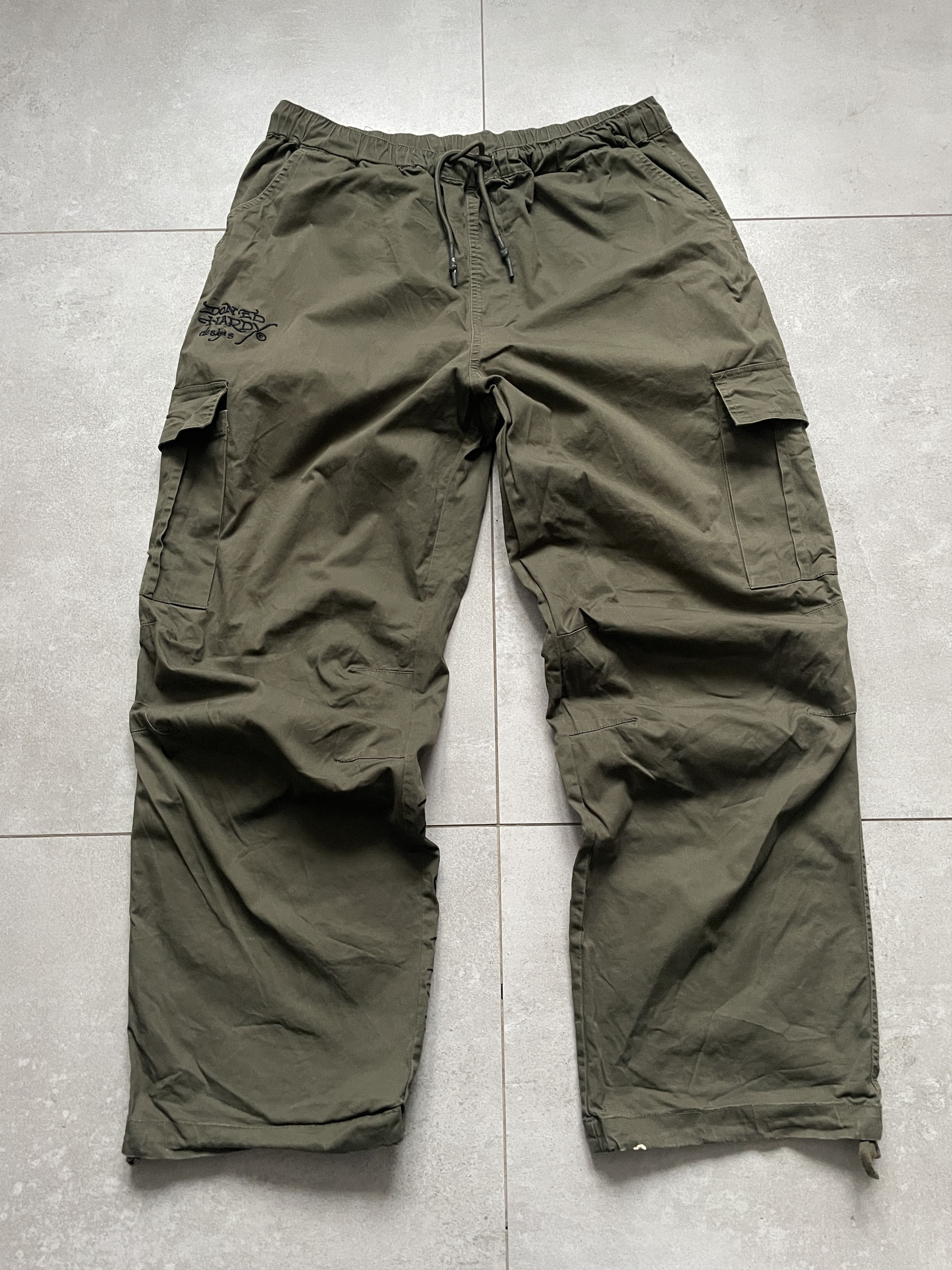 Ed Hardy ED HARDY CHRISTIAN AUDIGIER BAGGY OLIVE CARGO PANTS Size US 34 / EU 50 - 4 Thumbnail