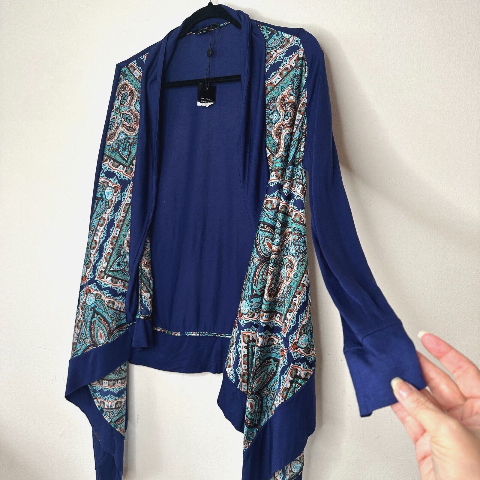 Other Vertigo Satin High Low Paisley Royal Blue Drape Cardigan S Size S / US 4 / IT 40 - 1 Thumbnail