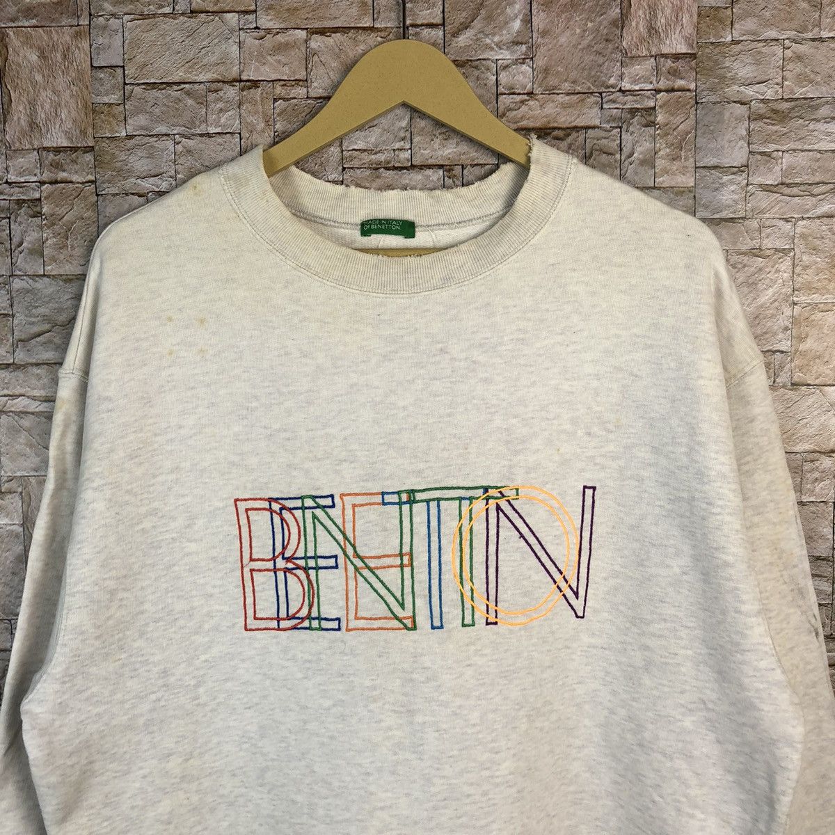 Benetton Made Italy Of Benneton vintage Cream Sweatshirt #A505 Size US M / EU 48-50 / 2 - 5 Thumbnail