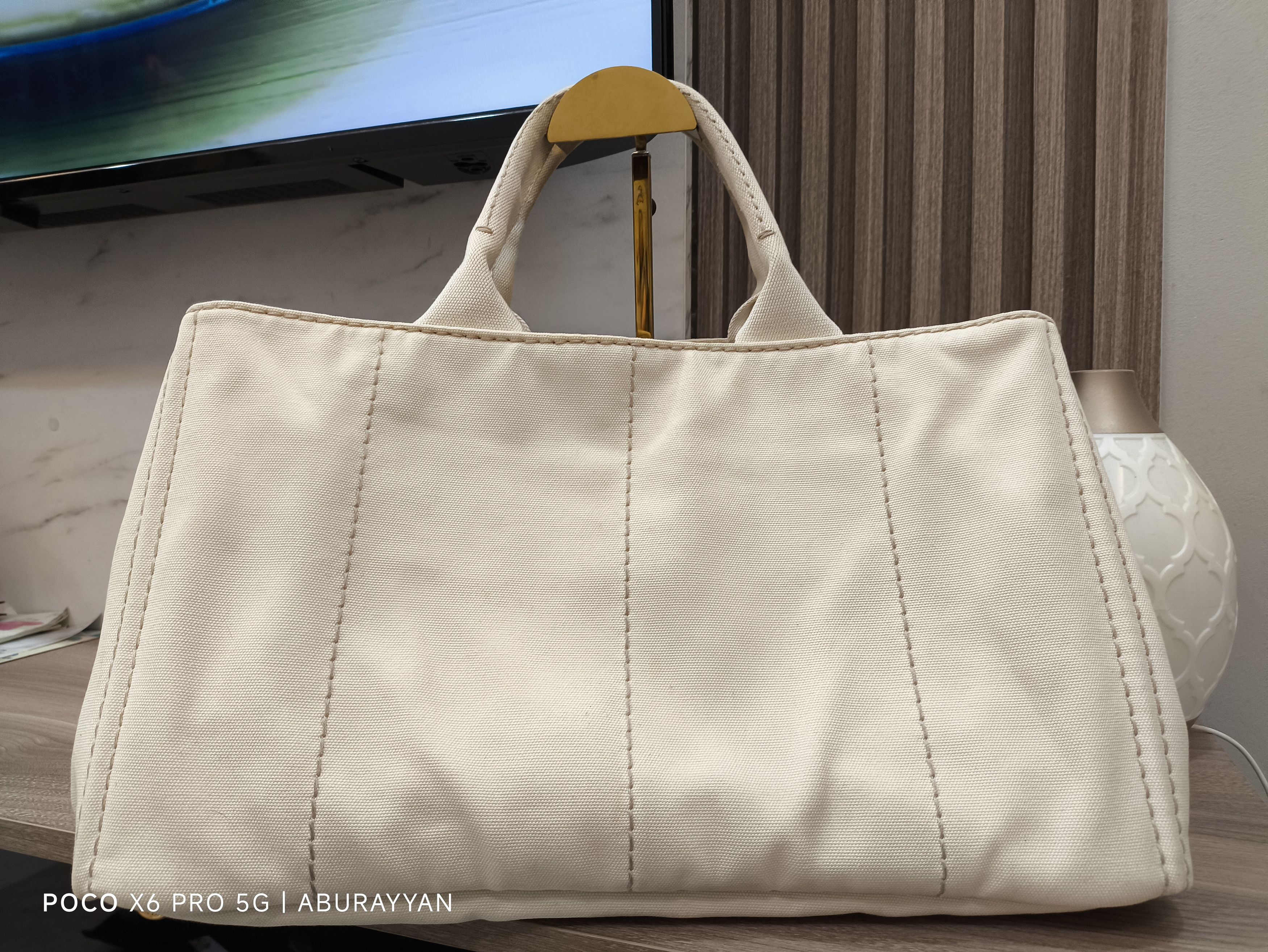 Prada Prada White Canapa Logo Canvas Satchel Black Size ONE SIZE - 2 Thumbnail