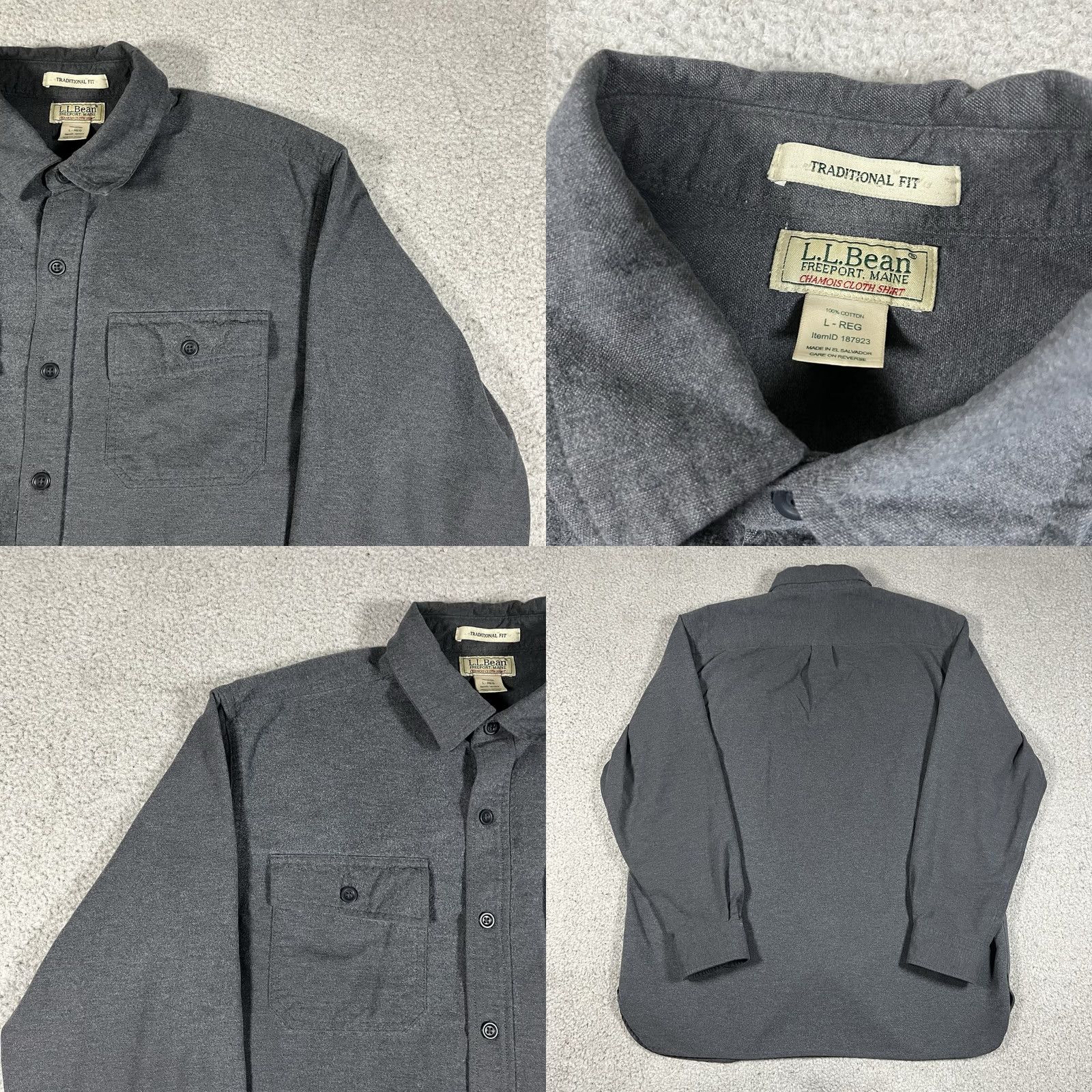 Vintage VINTAGE L.L. Bean Shirt Mens L Gray Chamois Cloth Button Down Outdoor Hiking Hunting Work Size US L / EU 52-54 / 3 - 8 Thumbnail