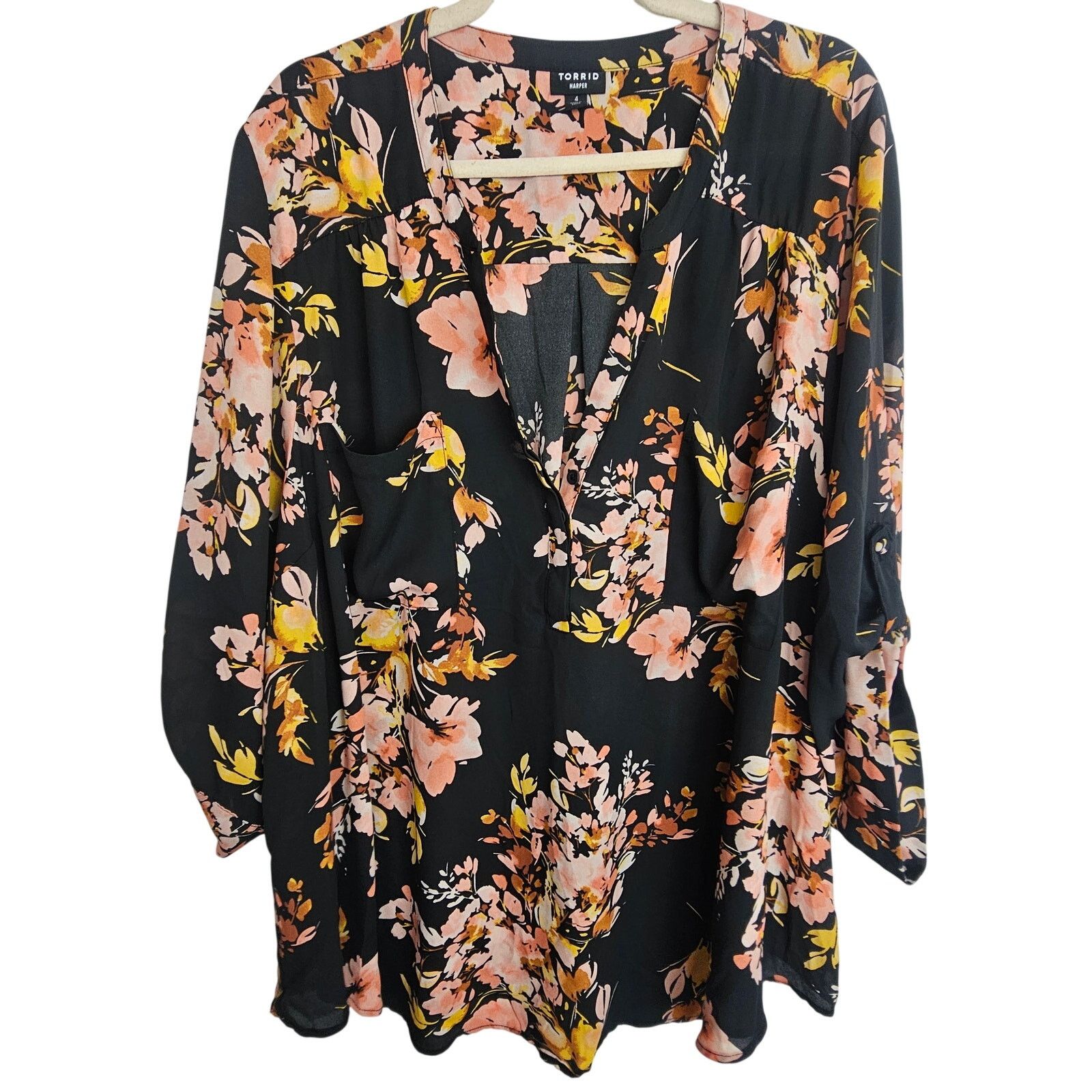 Torrid Torrid Harper Womens Floral Top Size 4X Dark Romantic Career Size 4XL / US 24-26 - 1 Thumbnail