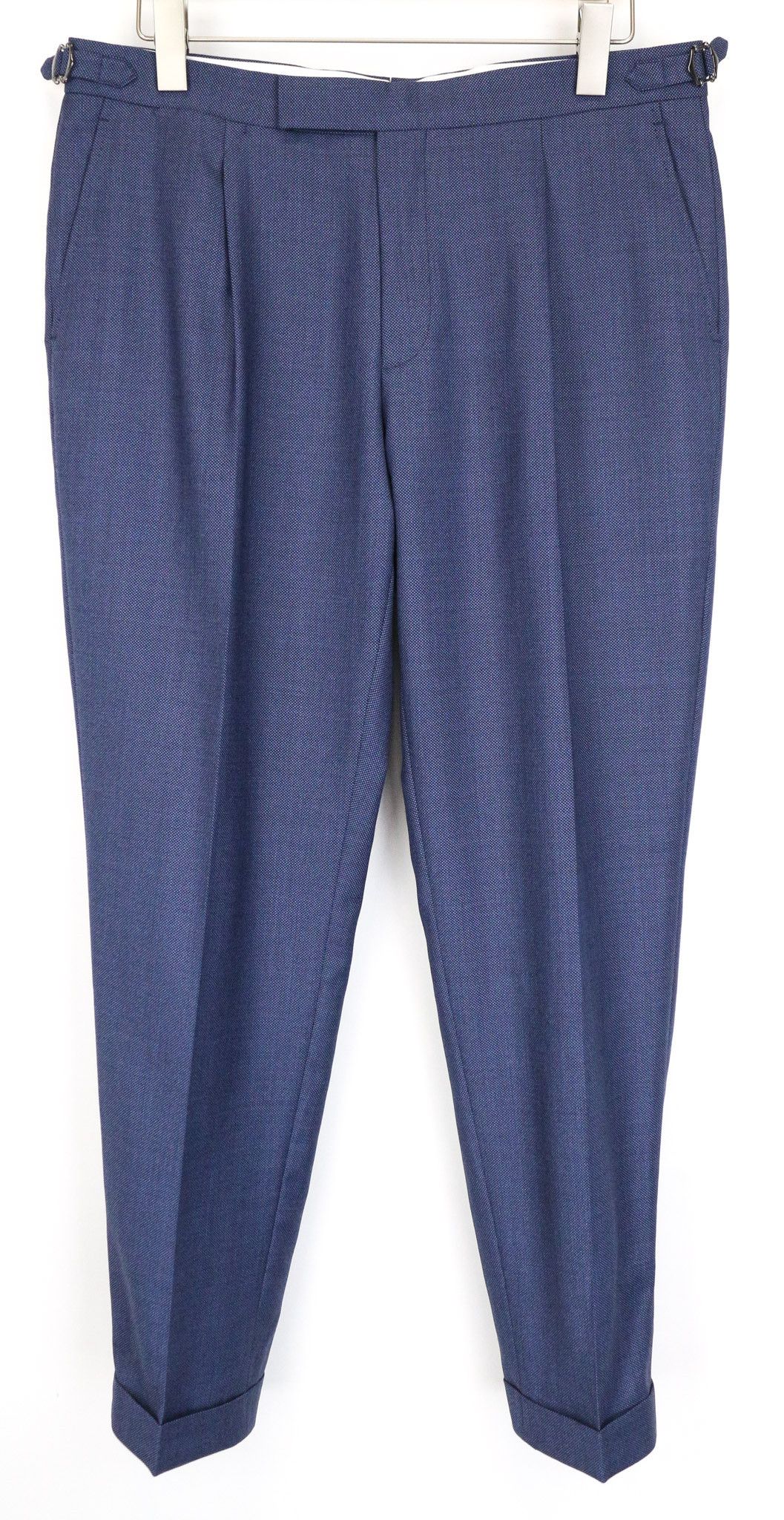 Suitsupply BRESCIA UK42S Blue Wool Pleated Trousers 76205 Size 42S - 1 Thumbnail