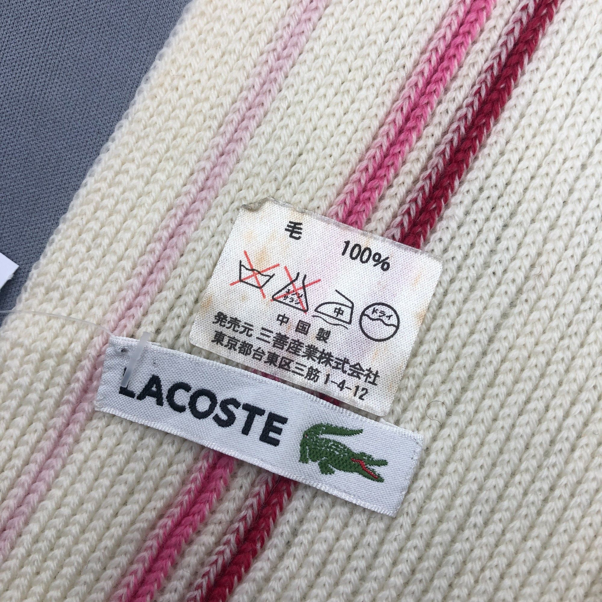 Lacoste Vintage Lacoste Scarf Muffler Wool Ribbed Knit Scarves Size ONE SIZE - 5 Thumbnail