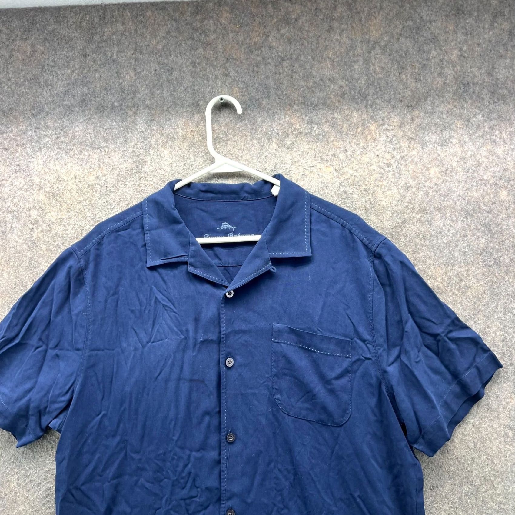 Tommy Bahama Tommy Bahama Shirt Mens Large Blue Navy Button Down Preppy Silk Blank Hawaiian - Vintage Size US L / EU 52-54 / 3 - 3 Thumbnail