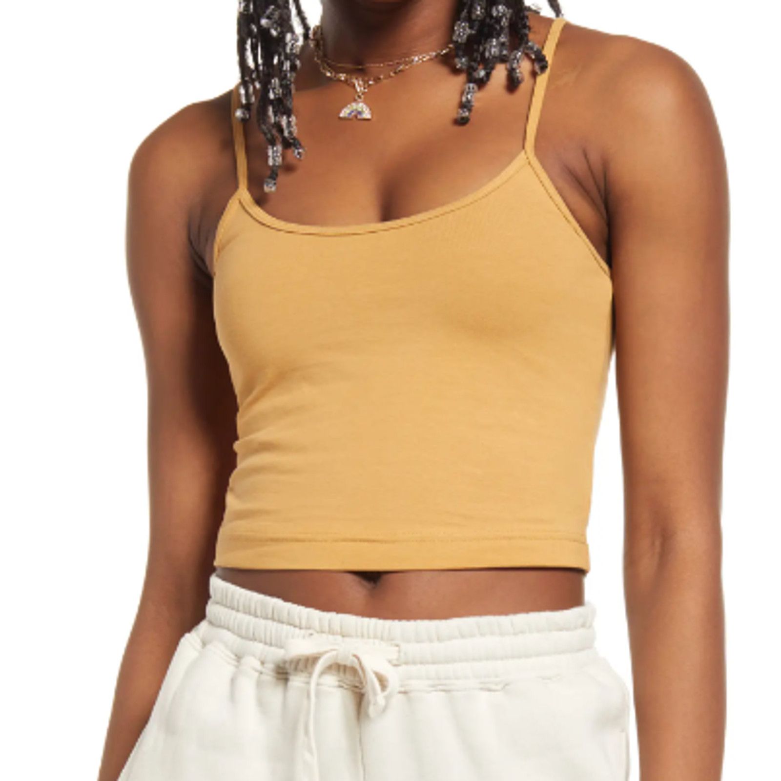 BP. BP Stretch Organic Cotton Crop Camisole Tan Cinnamon Size 4X Size 4XL / US 24-26 - 1 Thumbnail