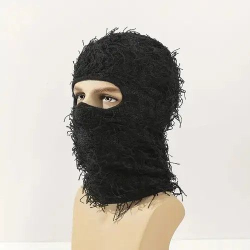 Japanese Brand Balaclava Distressed Knitted Fuzzy Beanie Hat Size ONE SIZE - 1 Thumbnail