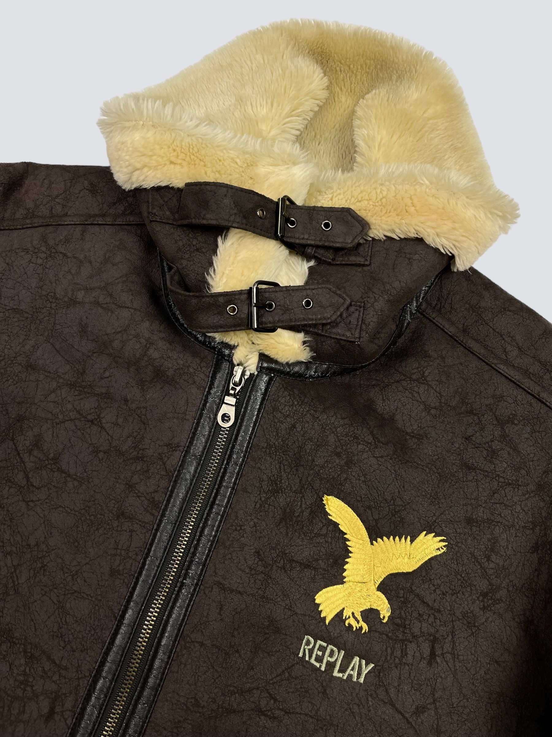 Replay 1980s B3 VELOUR SHERPA FLIGHT AVIATOR COAT JACKET - № 2004 Size US XL / EU 56 / 4 - 4 Thumbnail