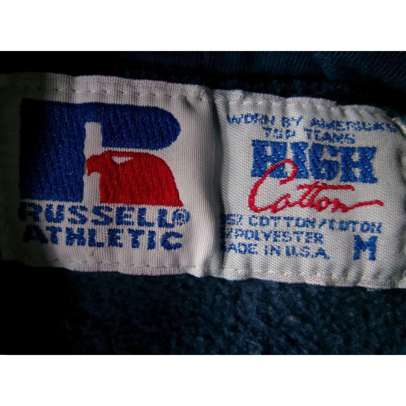 Russell Athletic VINTAGE Russell Athletic Hoodie Mens M Heavy Cotton Fleece Pullover Blue Kangaroo Pocket Size US M / EU 48-50 / 2 - 6 Thumbnail