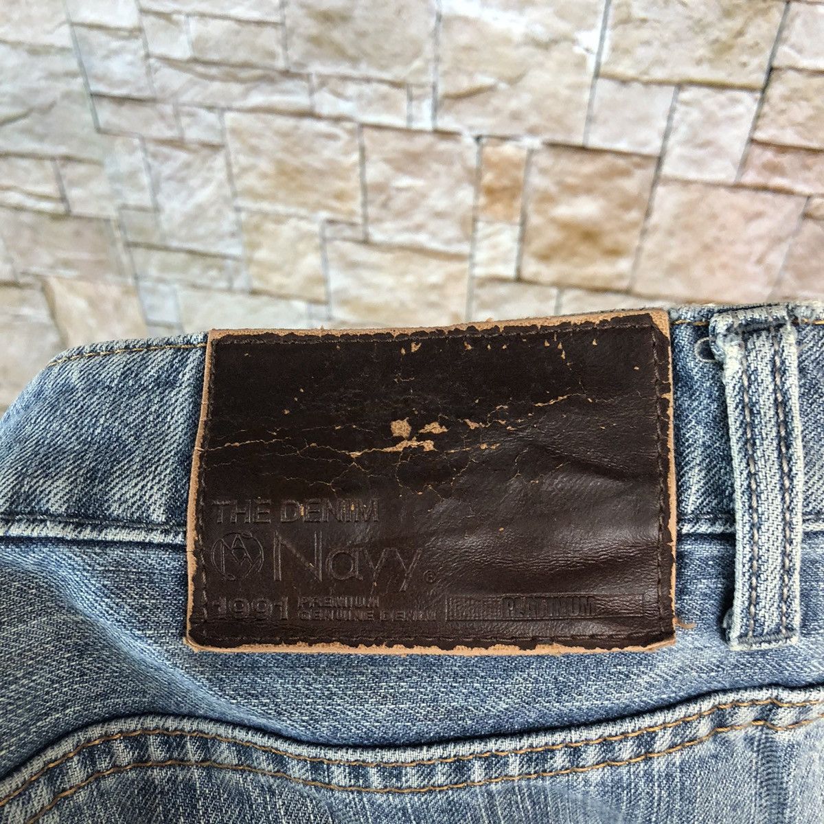 Japanese Brand Navy Blue Distressed ripped Denim Pants #A1041 Size US 33 - 19 Thumbnail