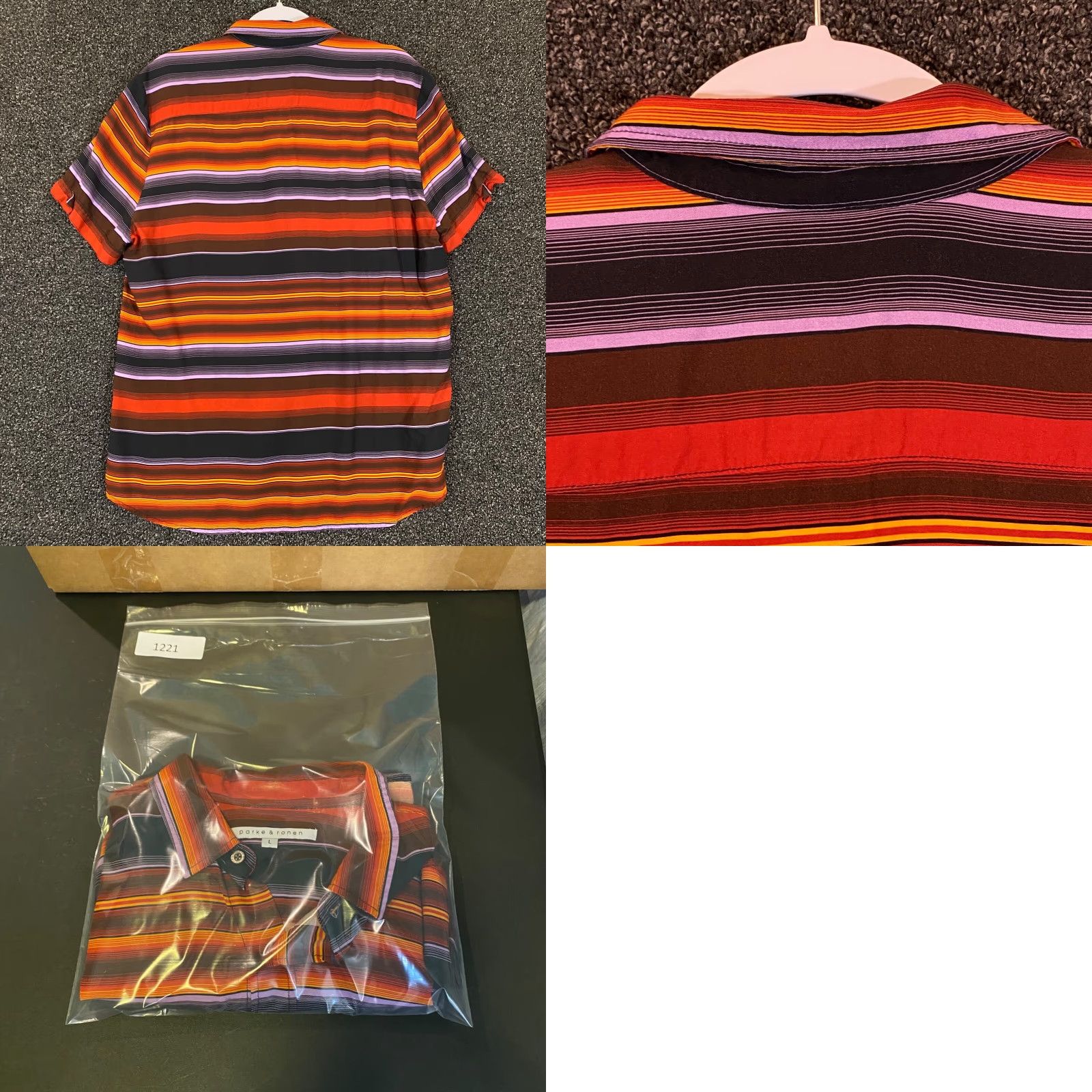Parker Parke & Ronen Shirt Mens Large Multicolor Striped Button-Up Casual Short Sleeve Size US L / EU 52-54 / 3 - 8 Thumbnail
