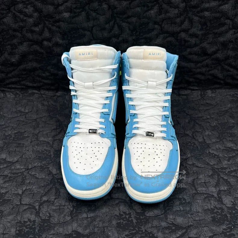 Amiri Amiri Size 45 White and blue high-top bone plate shoes Size US 12 / EU 45 - 1 Thumbnail