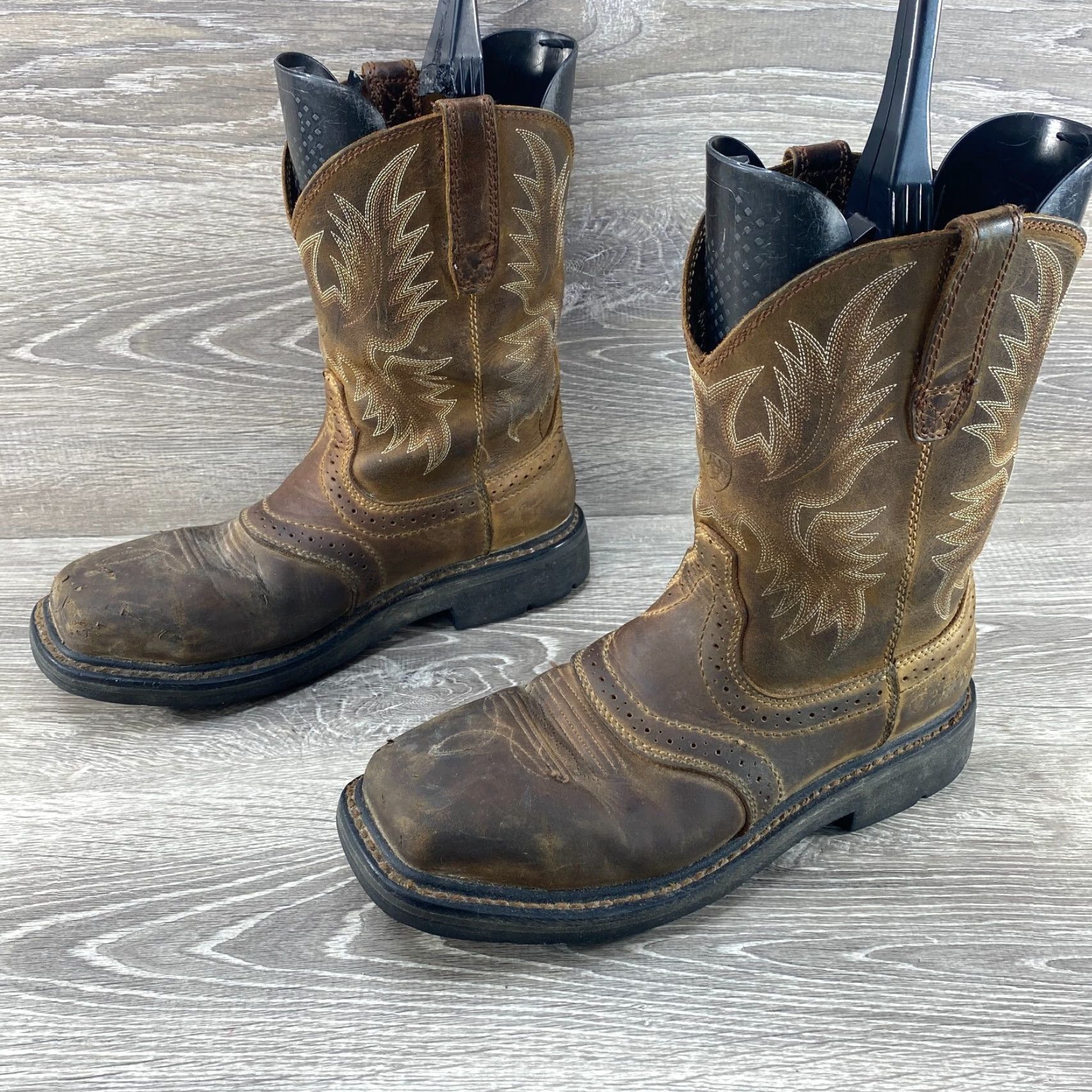 Ariat Ariat Work Steel Toe Mens 7 D Boots Cowboy Western Square Toe Brown Leather Shirt Men Size US 7 / EU 40 - 5 Thumbnail