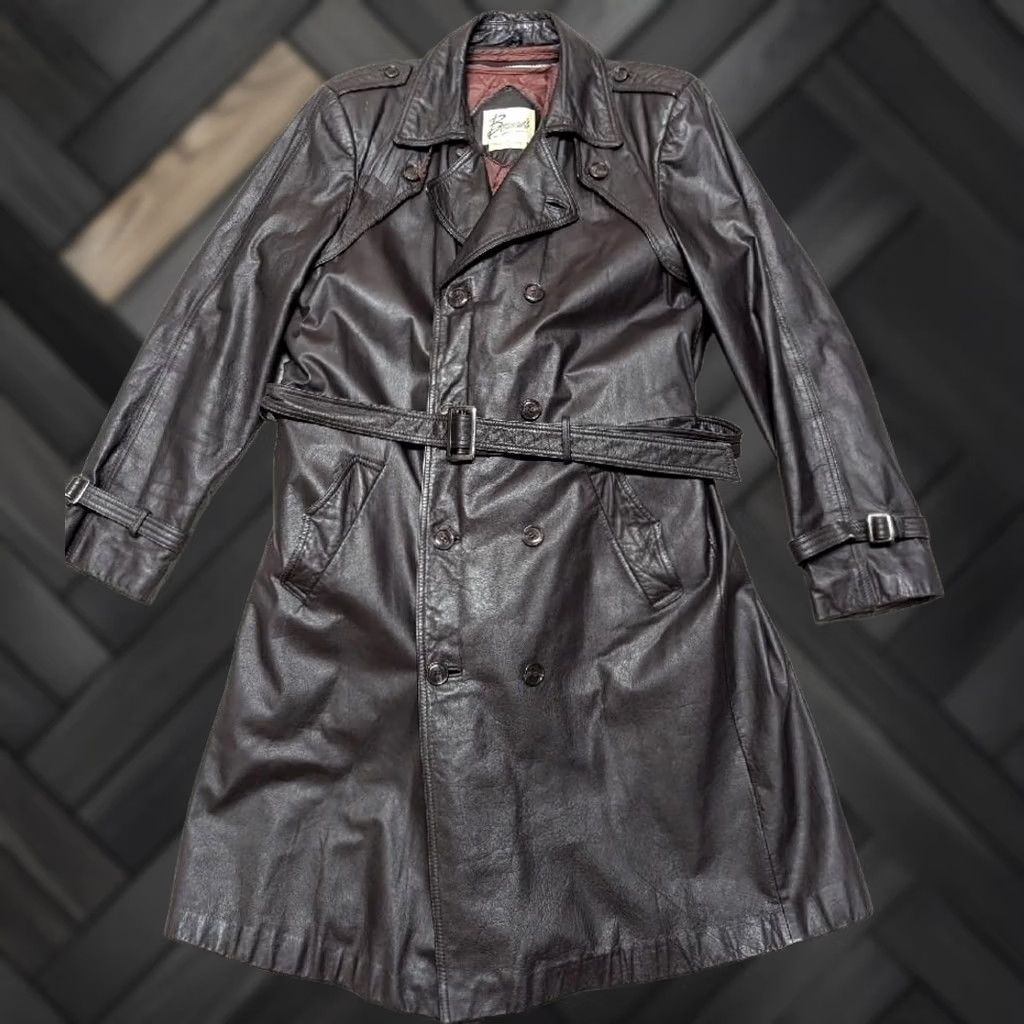 Vintage VINTAGE Berman's TRENCH COAT red-brown leather 44 L 1970s sherlock Mens Size US L / EU 52-54 / 3 - 1 Thumbnail