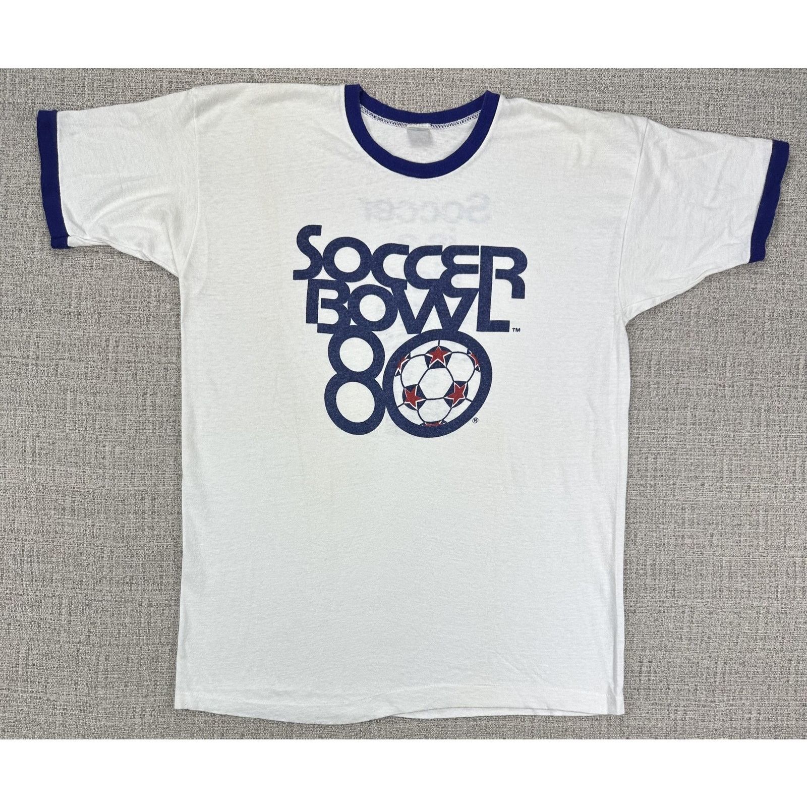 Champion Champion Soccer Bowl 80 Shirt Sz L White Ringer NASL 1980s Size US L / EU 52-54 / 3 - 1 Thumbnail