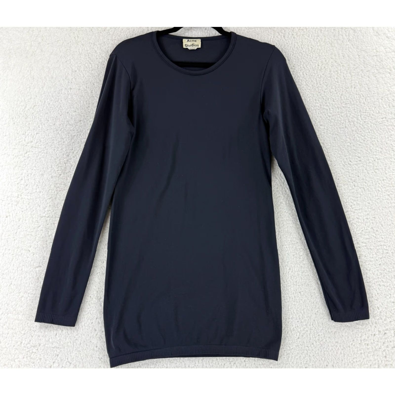 Acne Studios Acne Studios Mini Dress Womens OS Black Long Sleeve Bodycon Crew Neck Size ONE SIZE - 2 Thumbnail