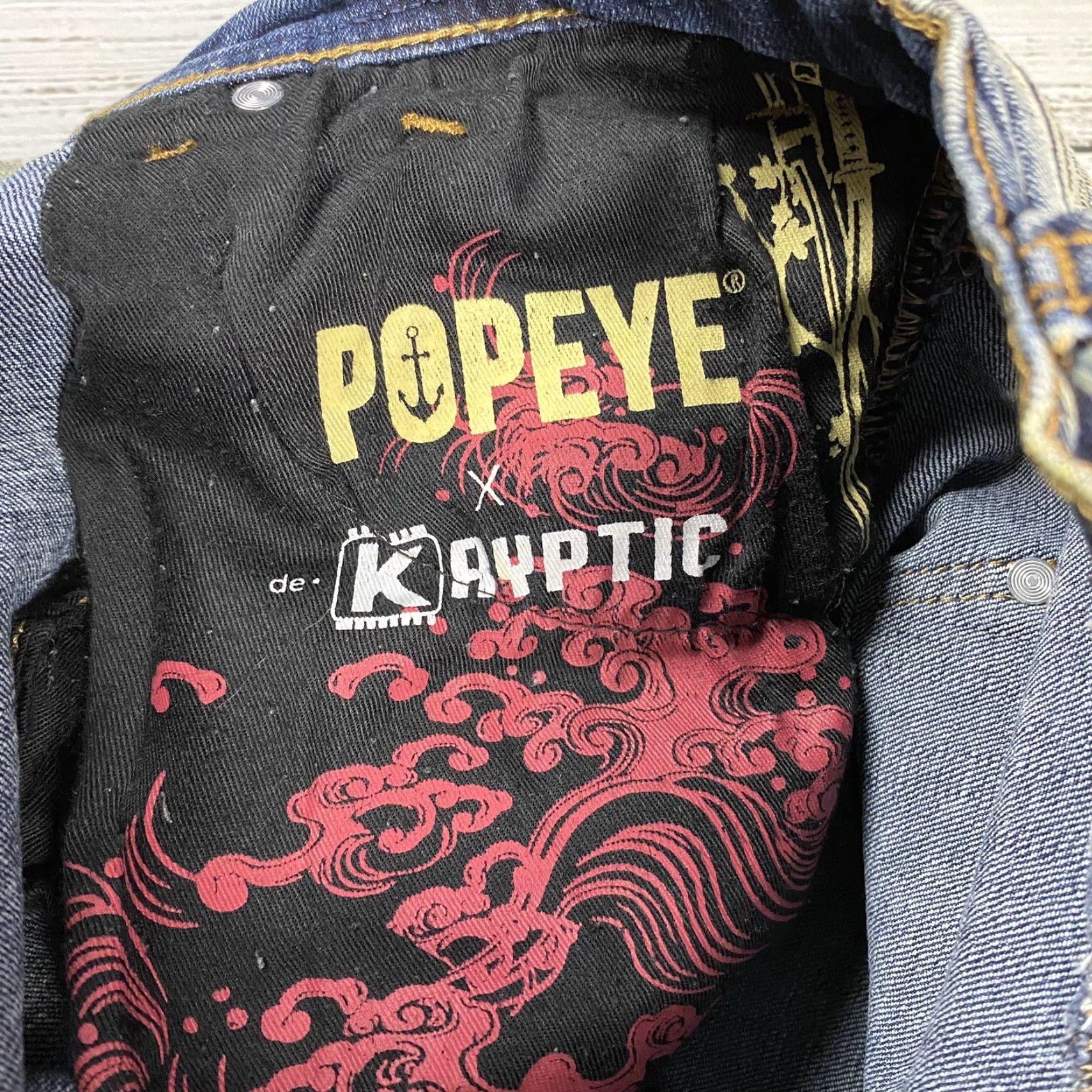 Vintage VINTAGE KRYPTIC POPEYE x STREETWEAR Distressed Slim Fit Denim Jeans Men 34x32 Blue 90s Size US 34 / EU 50 - 6 Thumbnail