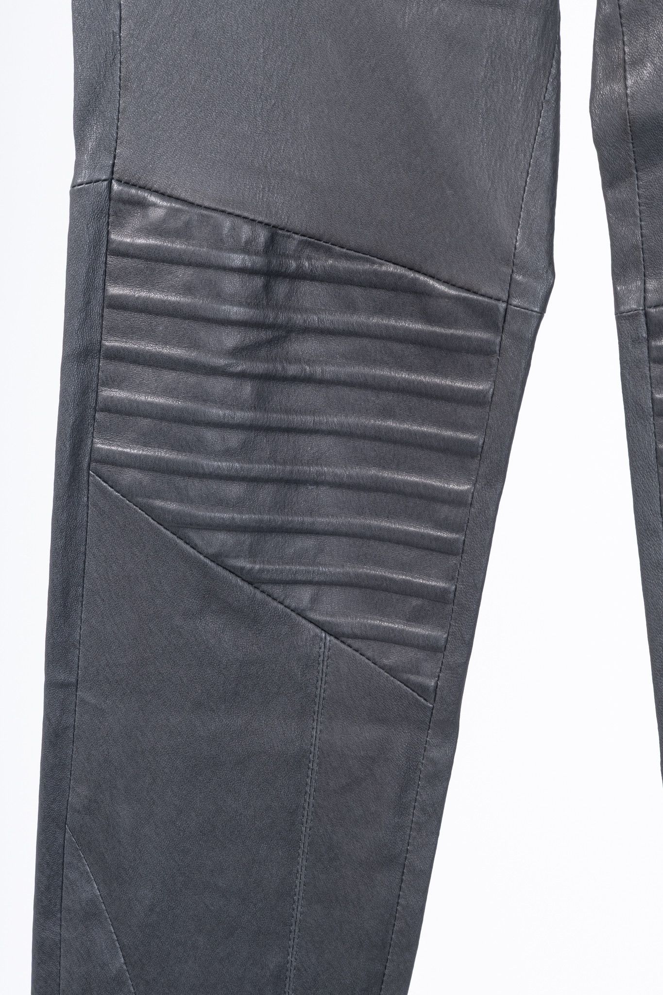 Brunello Cucinelli Brunello Cucinelli Grey Leather Quilted Moto Skinny Pants Size 27" / US 4 / IT 40 - 8 Thumbnail