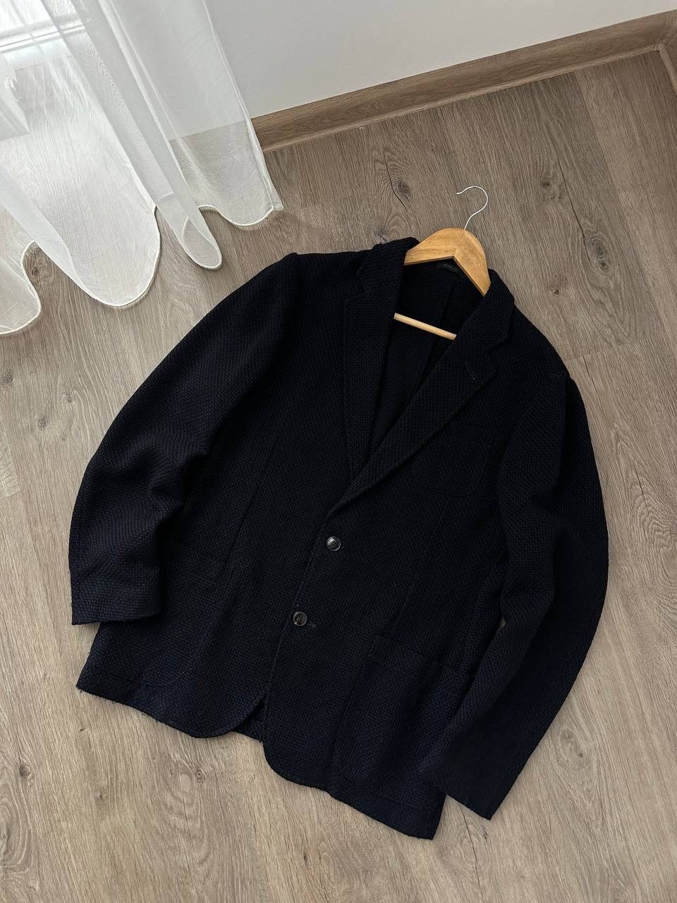 Armani Collezioni × Vintage Vintage Armani Collezioni Blue Jacquard Blazer Jacket Size 52R - 6 Thumbnail