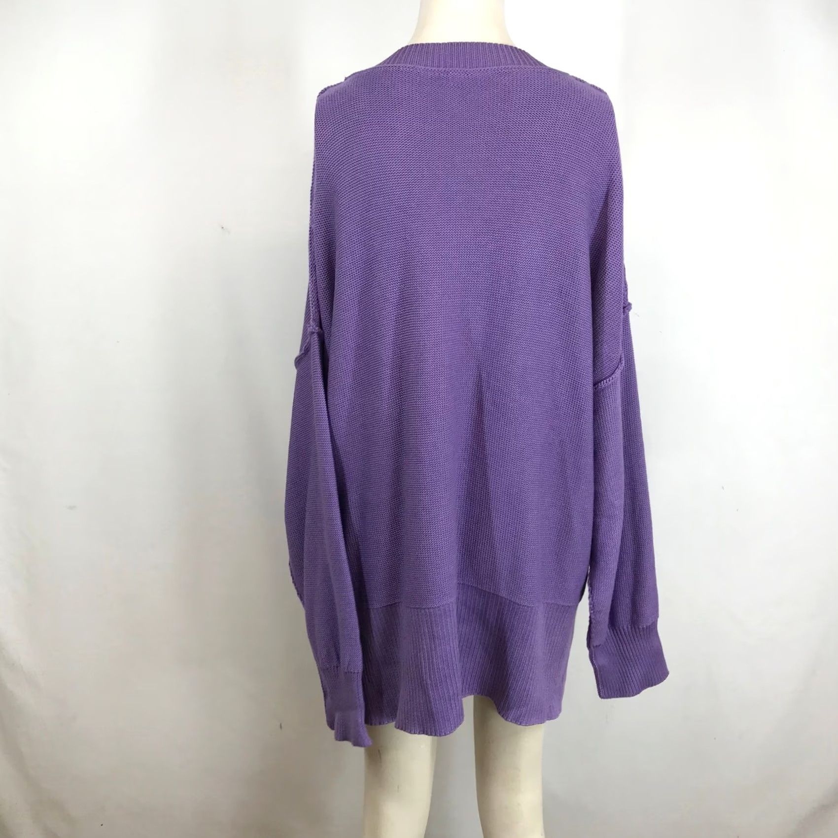 Vintage Wishlist Purple Knit Sweater Womens Size L Oversized Crew Neck Exposed Seams Size L / US 10 / IT 46 - 5 Thumbnail