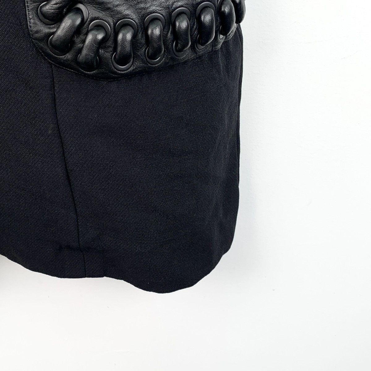 Fendi endi Black Pocket Leather Patchwork Wool Sleeveless Dress Size XS / US 0-2 / IT 36-38 - 5 Thumbnail