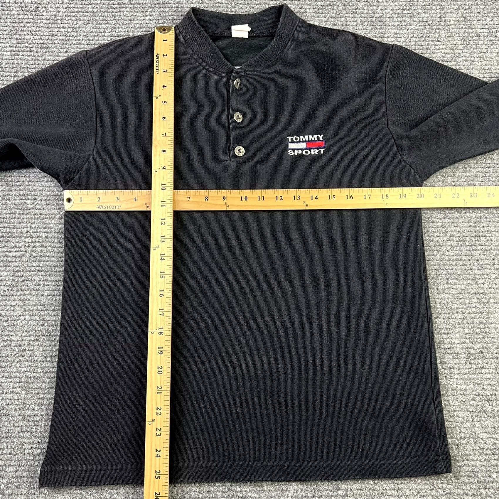 Tommy Hilfiger VINTAGE Tommy Hilfiger Tommy Sport Shirt Pullover Sweater Henley Neck Adult Small Black Logo 90s Mens Size US S / EU 44-46 / 1 - 4 Thumbnail