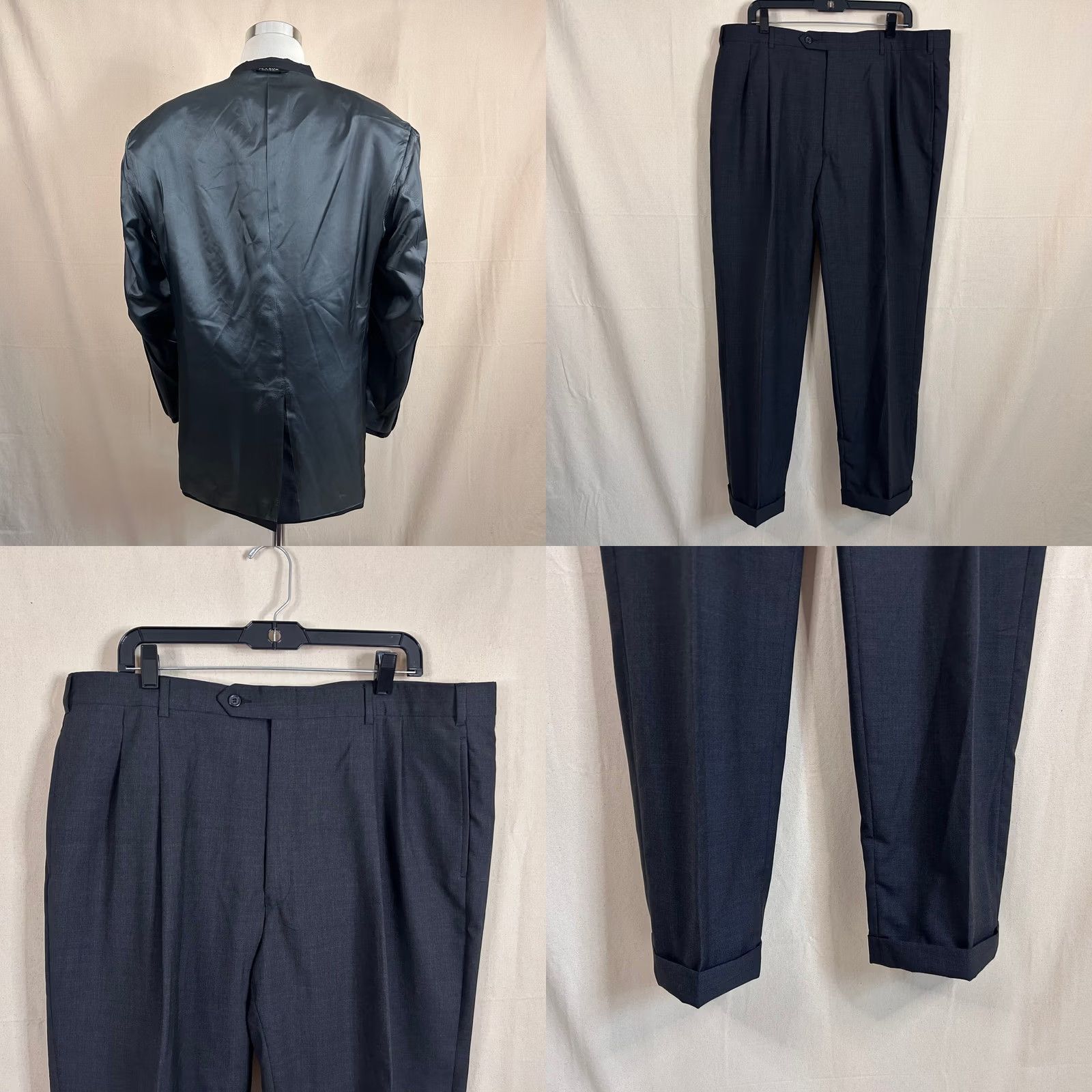 Jos. A. Bank Jos. A. Bank Suit 46R Charcoal Gray 100% Wool Two Button Vented Pleated Flat Front 40x30 Size 46R - 8 Thumbnail