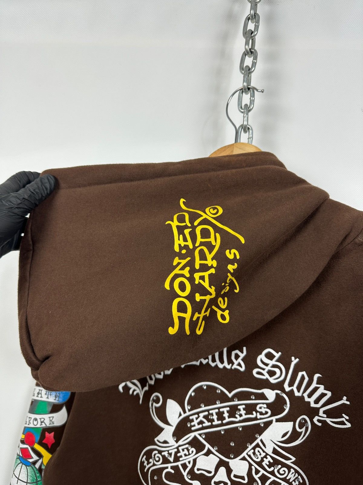 Ed Hardy Vintage Ed Hardy Rhinestones Skull Zip Up Brown Hoodie Size US M / EU 48-50 / 2 - 20 Thumbnail