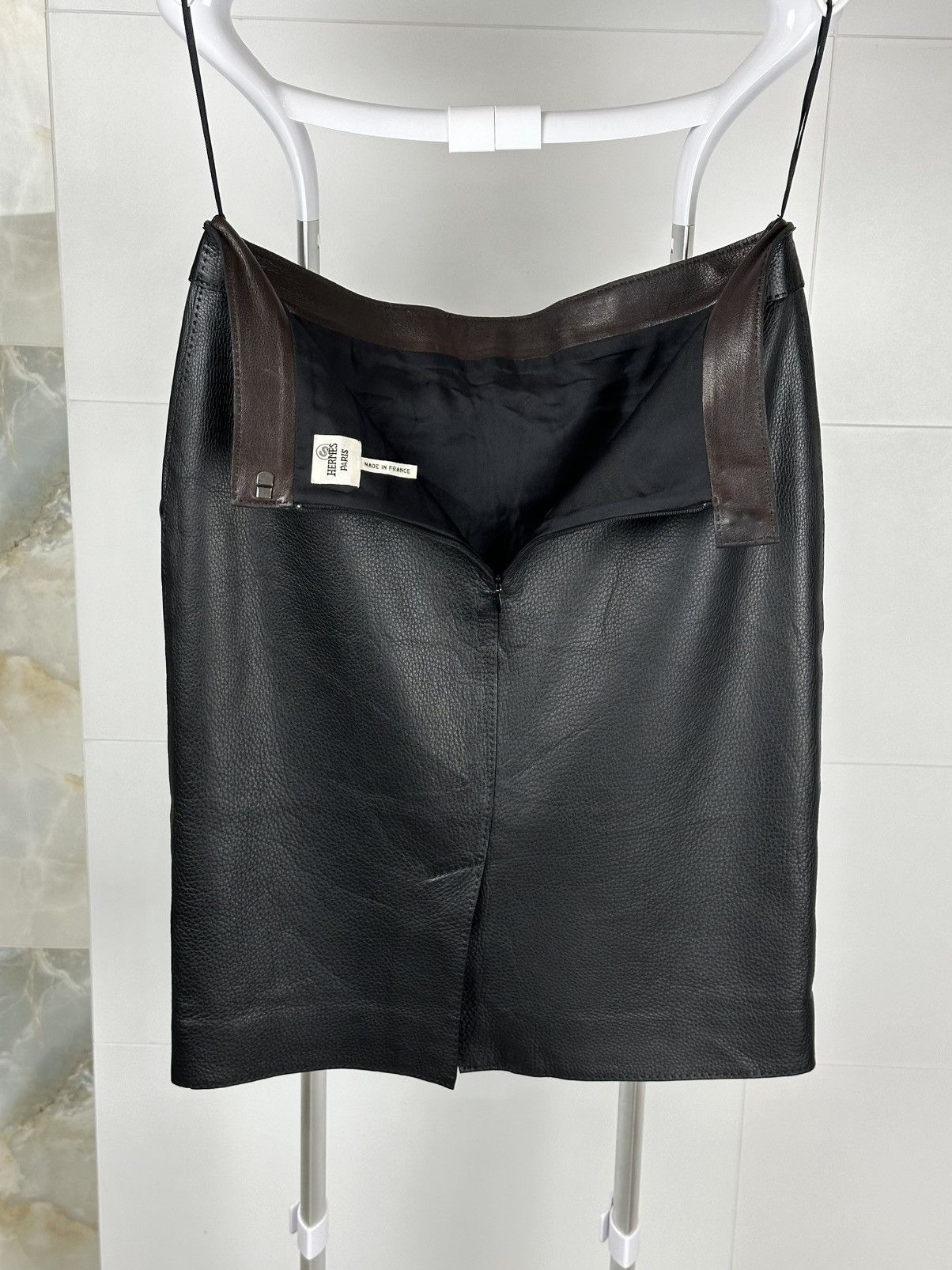 Hermes HERMES Leather Skirt Lamb Skin Midi (60cm) sz 40 Size 27" / US 4 / IT 40 - 3 Thumbnail