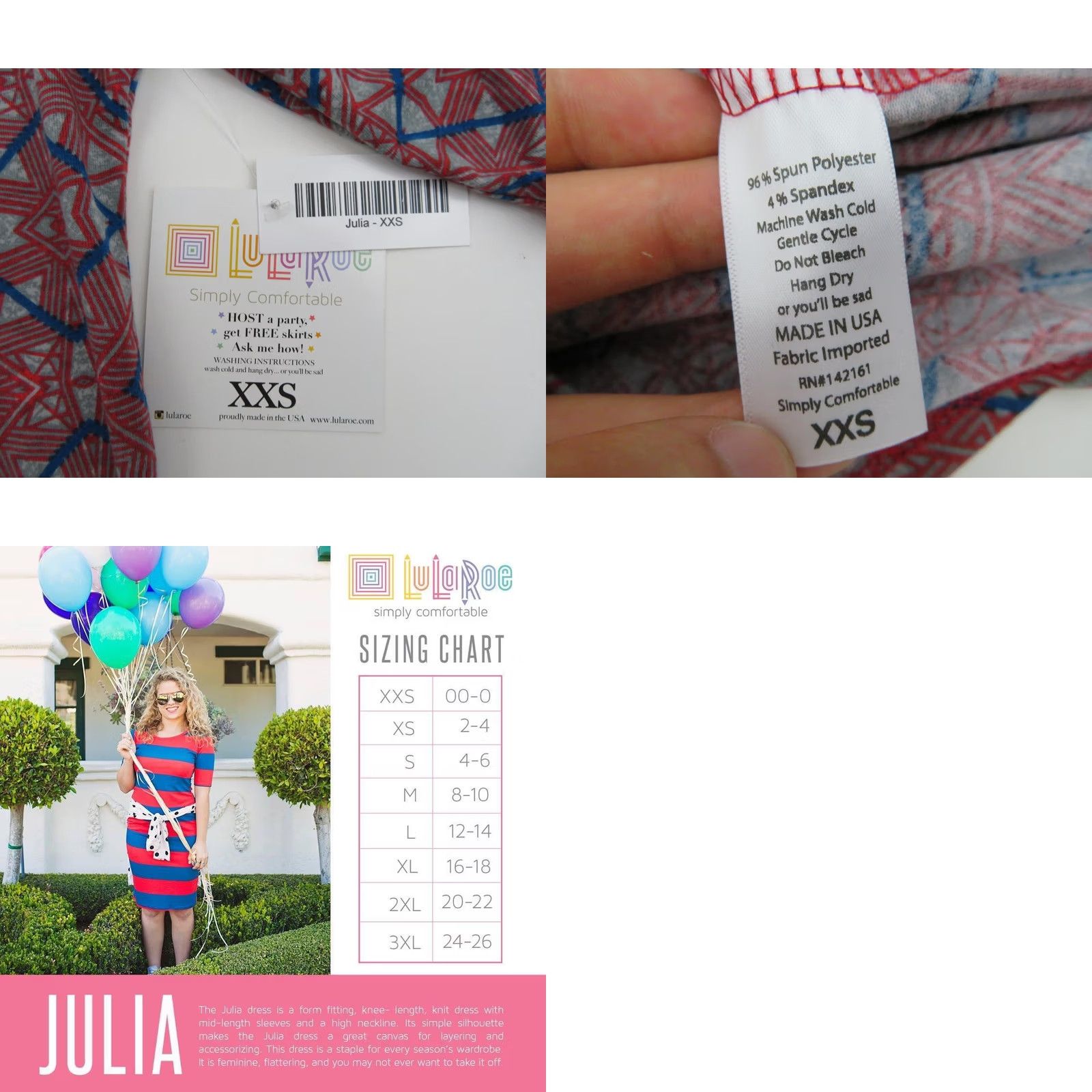 Vintage LuLaRoe Julia Dress 2XS Womens Bodycon Knee Length Red Aztec Tribal Unicorn Stretch NWT Size XXS / US 00 / IT 34 - 8 Thumbnail